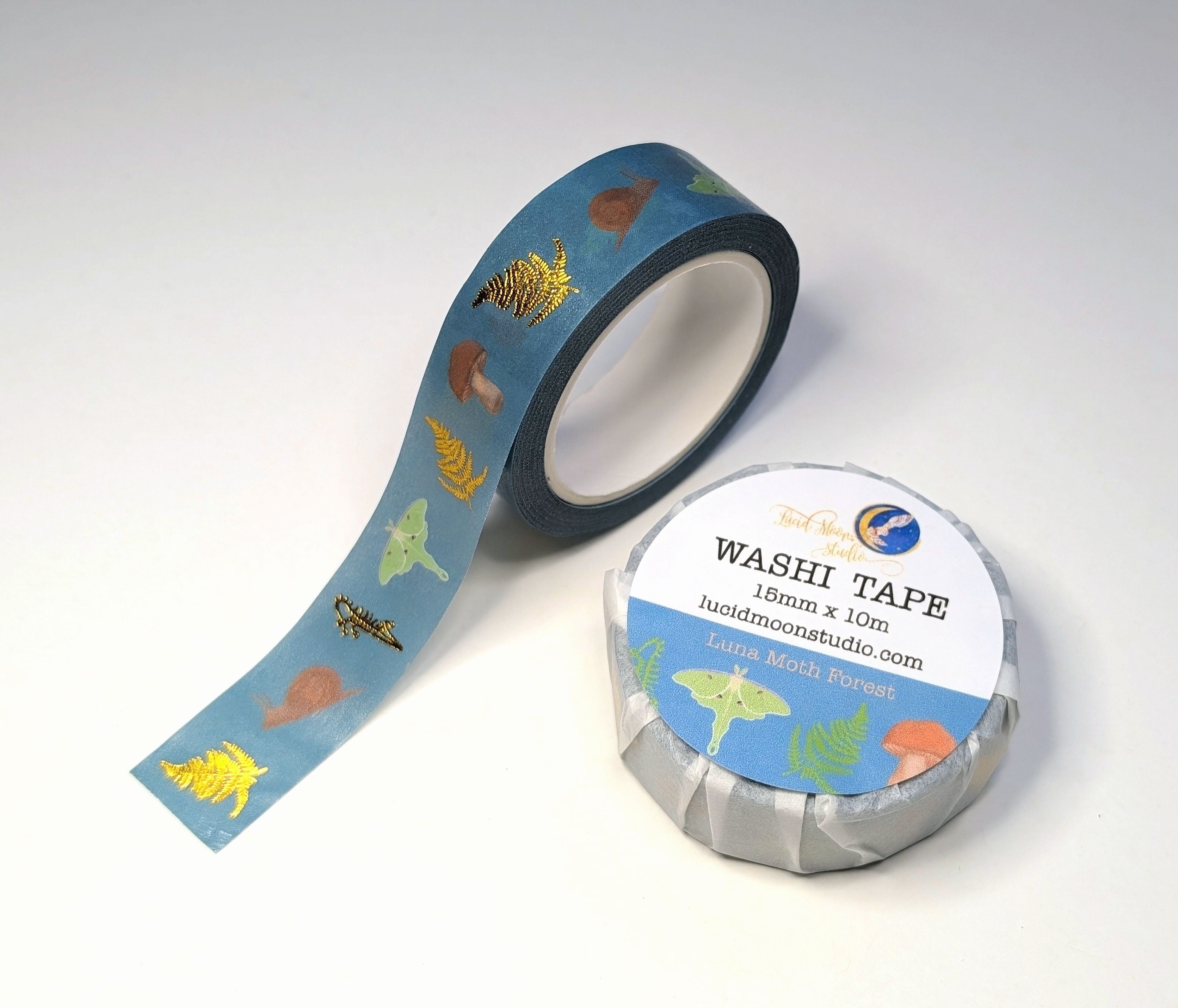 Luna Moth Forest Gold Foil Washi Tape washi tape Lucid Moon Studio