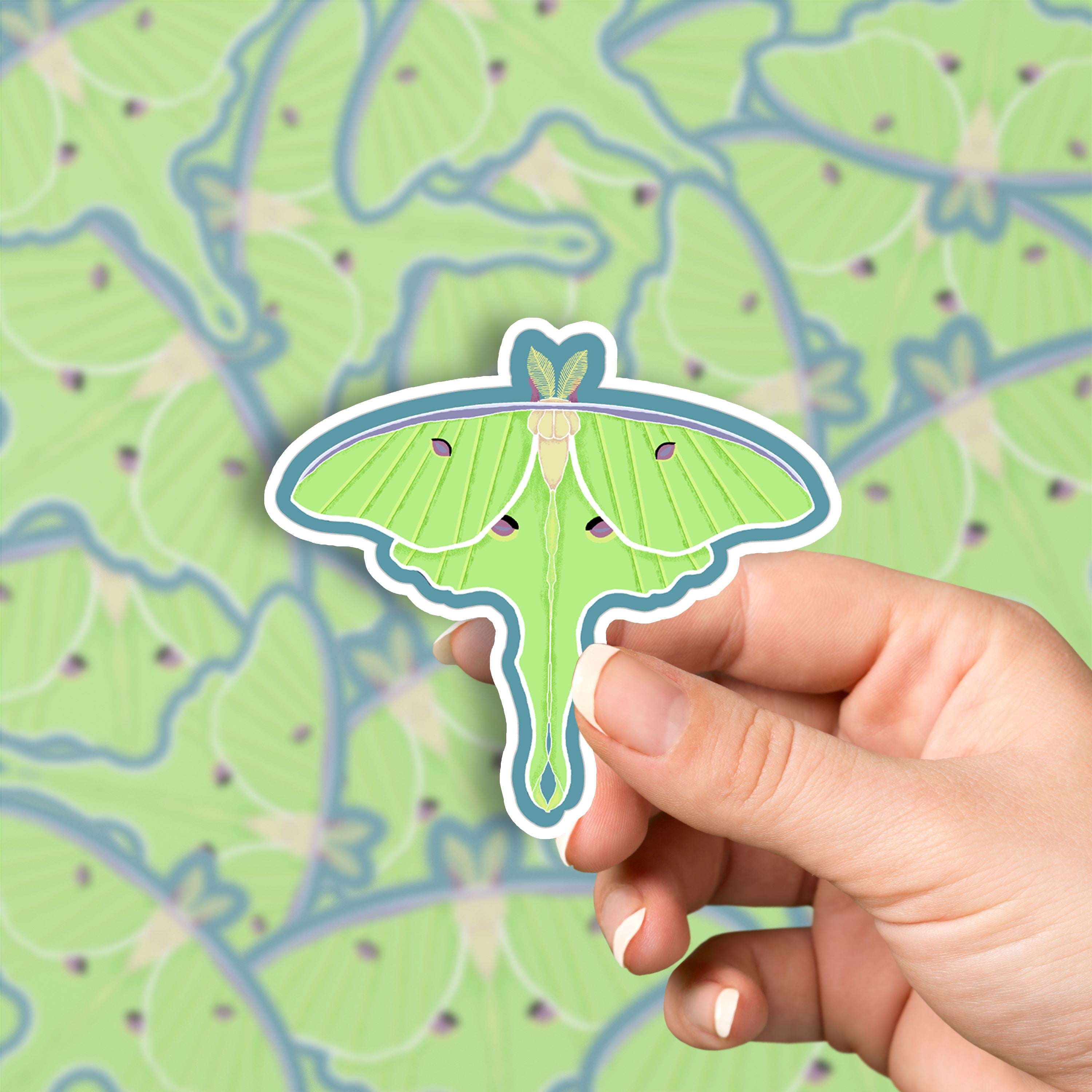 Luna Moth Matte Vinyl Waterproof Sticker stickers Lucid Moon Studio
