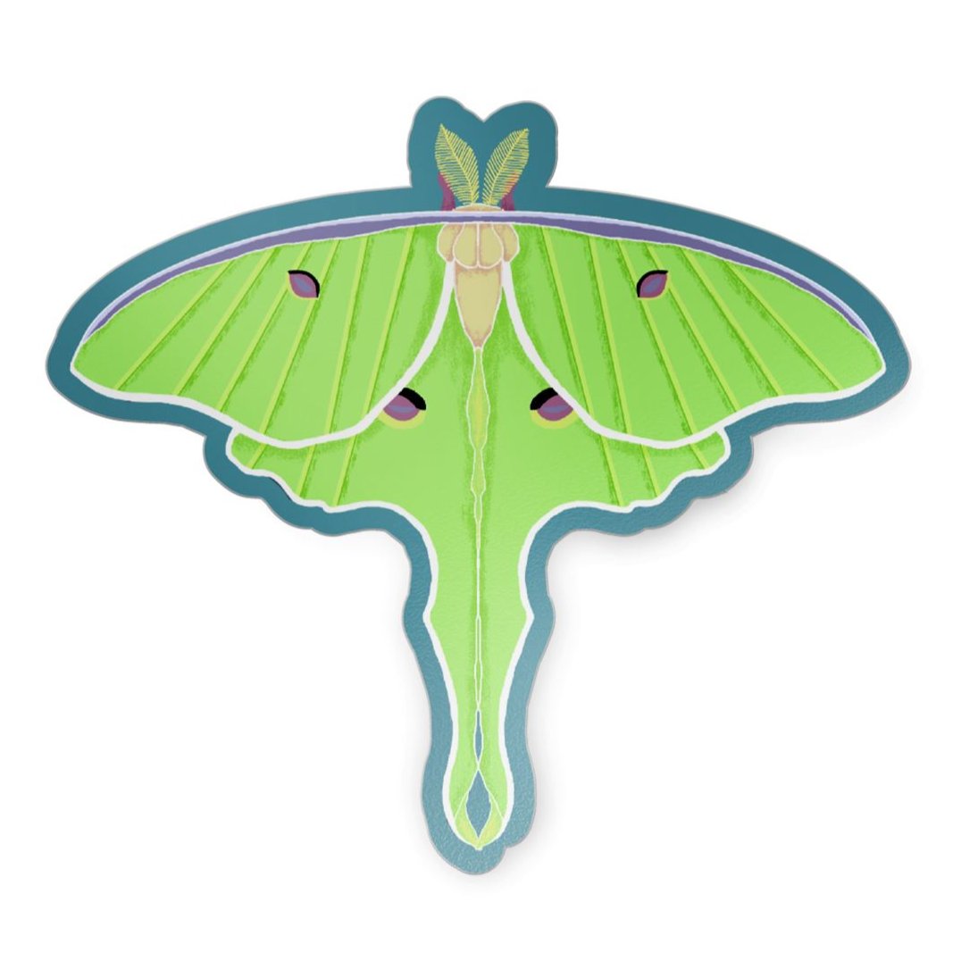 Luna Moth Matte Vinyl Waterproof Sticker stickers Lucid Moon Studio