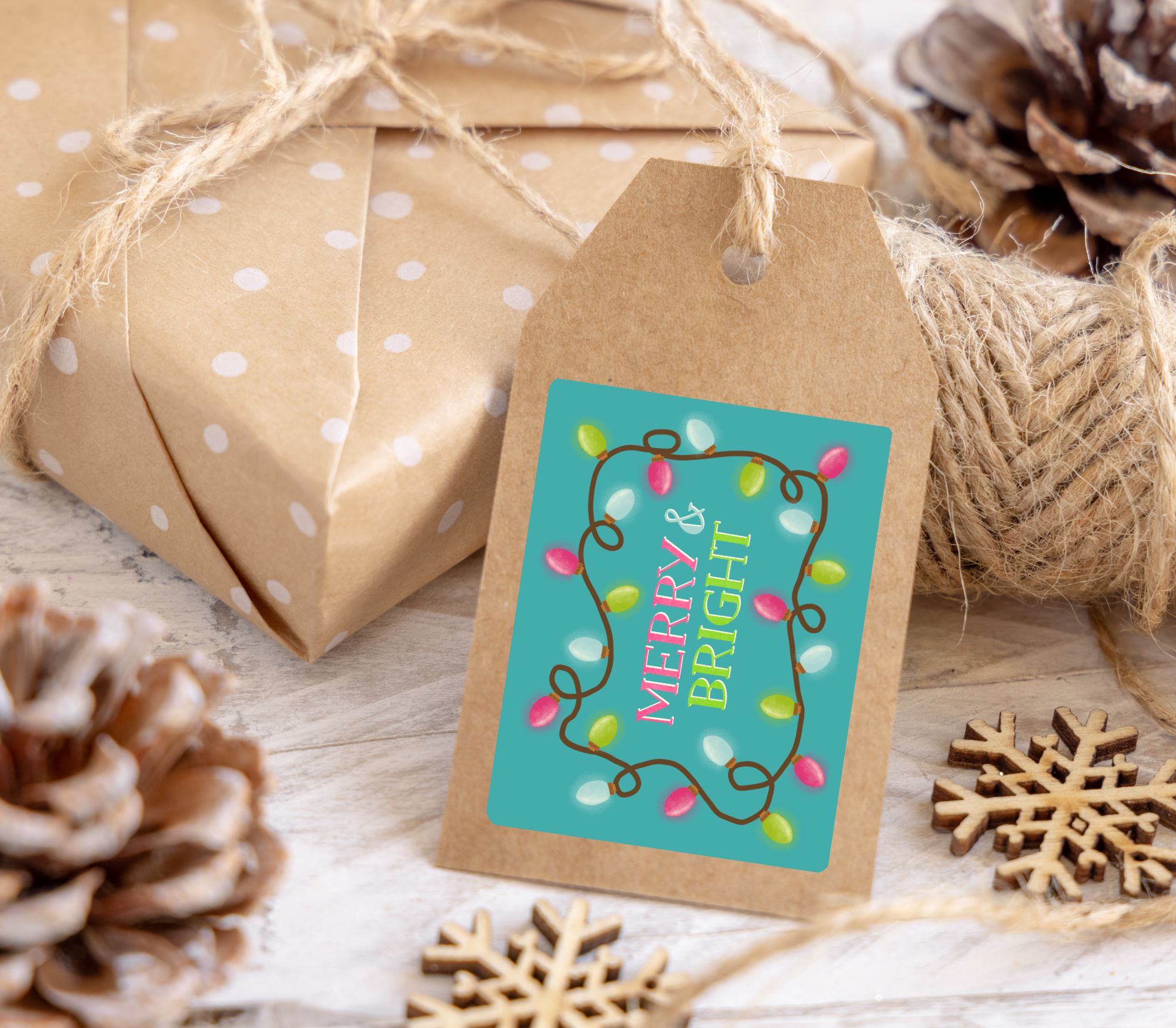 Merry & Bright Xmas Matte Vinyl Sticker stickers Lucid Moon Studio