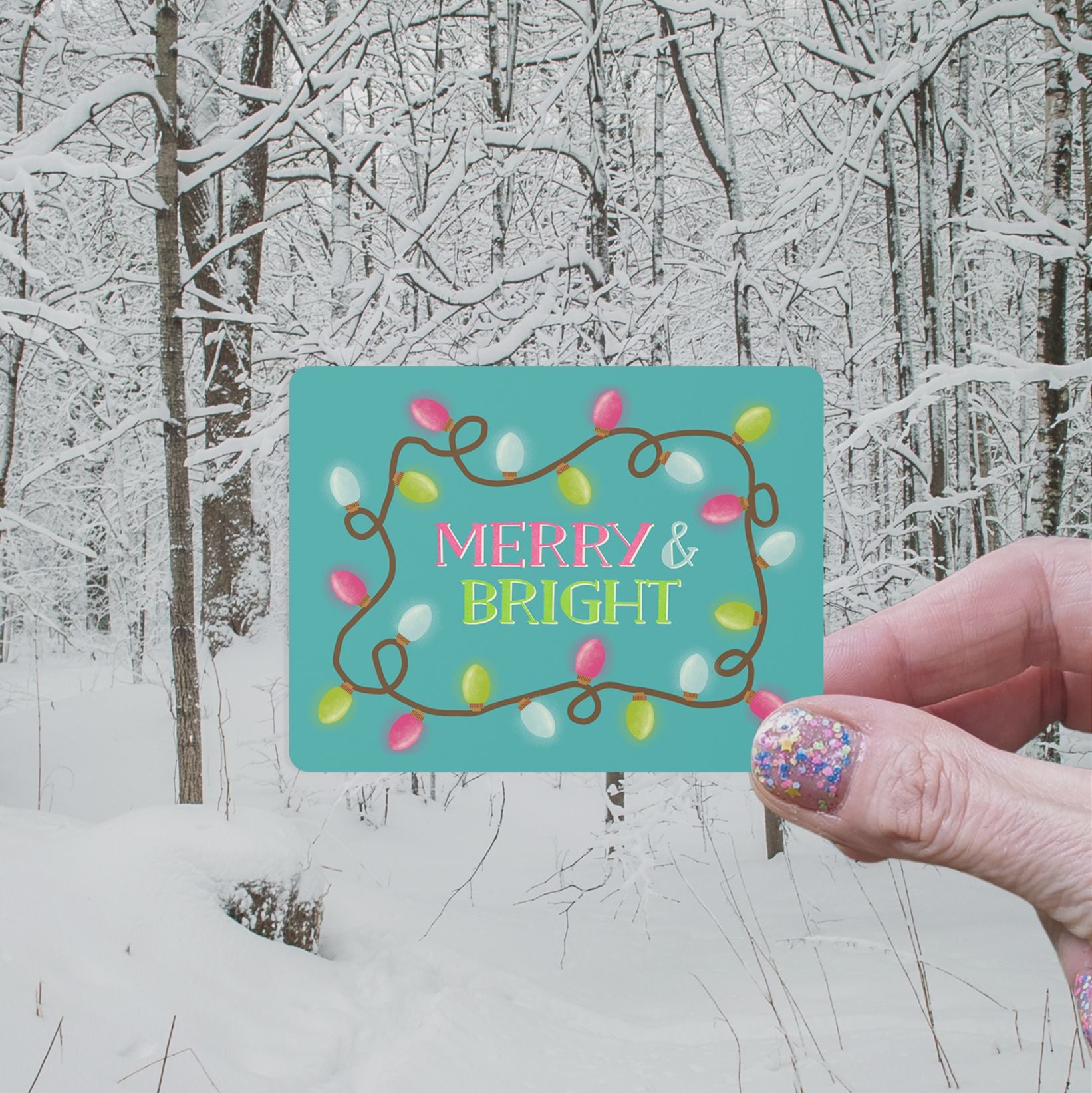 Merry & Bright Xmas Vinyl Sticker stickers Lucid Moon Studio