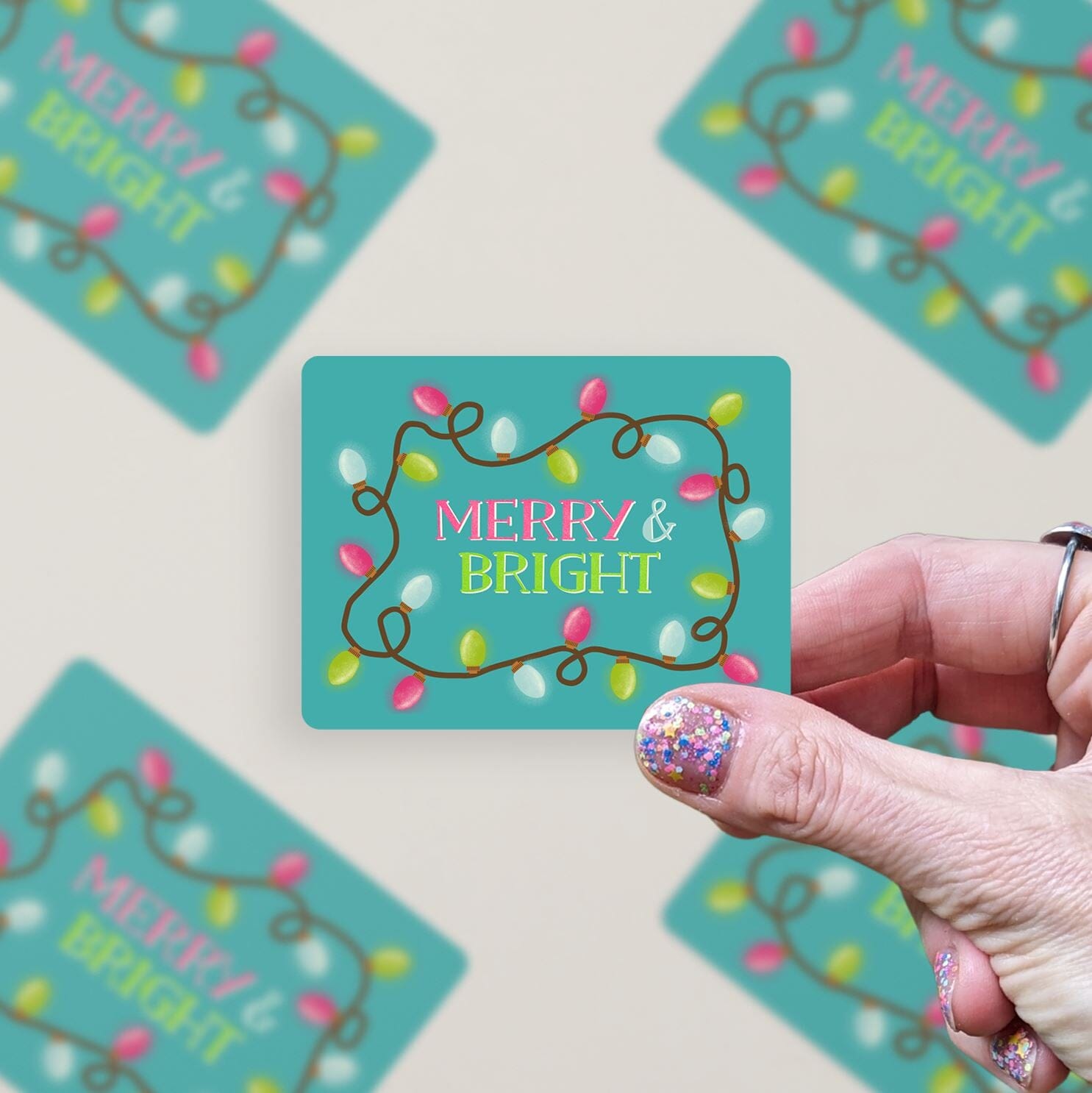 Merry & Bright Xmas Matte Vinyl Sticker stickers Lucid Moon Studio