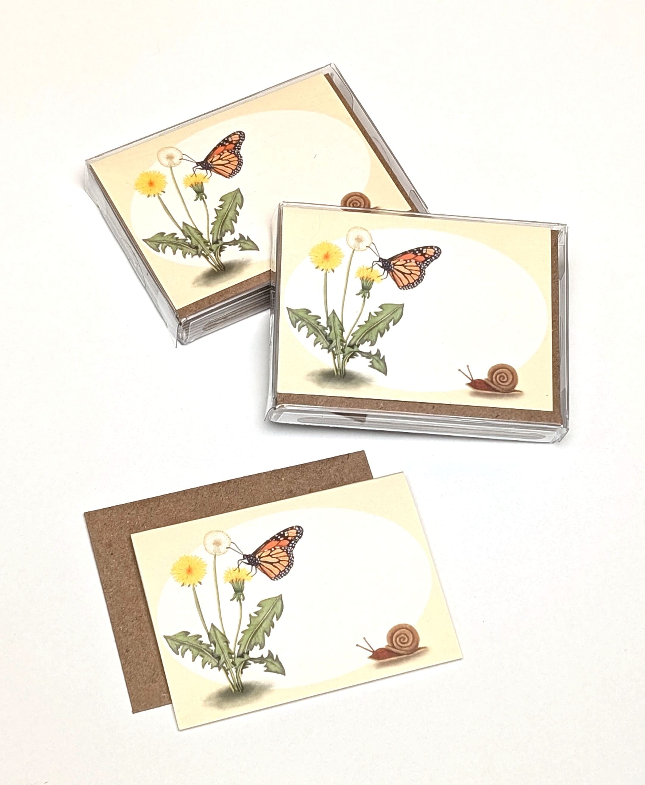 Monarch and Dandelions | Boxed Mini Cards (8) Greeting Cards Lucid Moon Studio