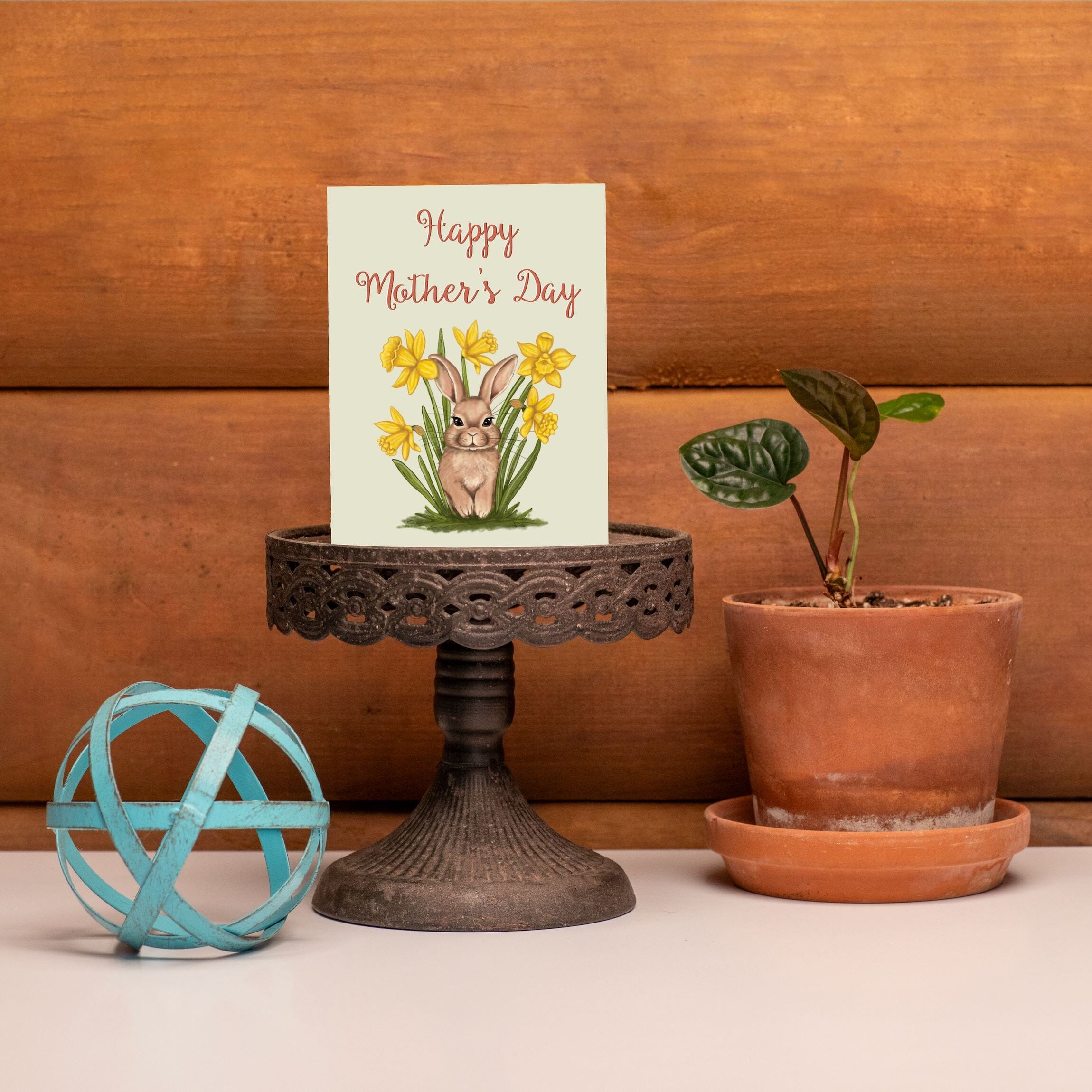 Mother's Day Bunny in Daffodils Greeting Card Greeting Cards Lucid Moon Studio