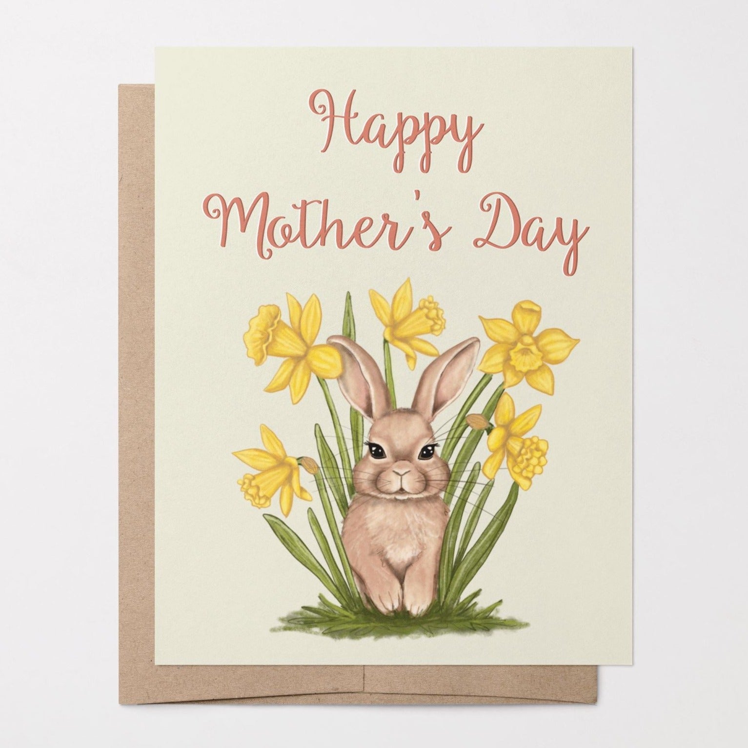 Mother's Day Bunny in Daffodils Greeting Card Greeting Cards Lucid Moon Studio