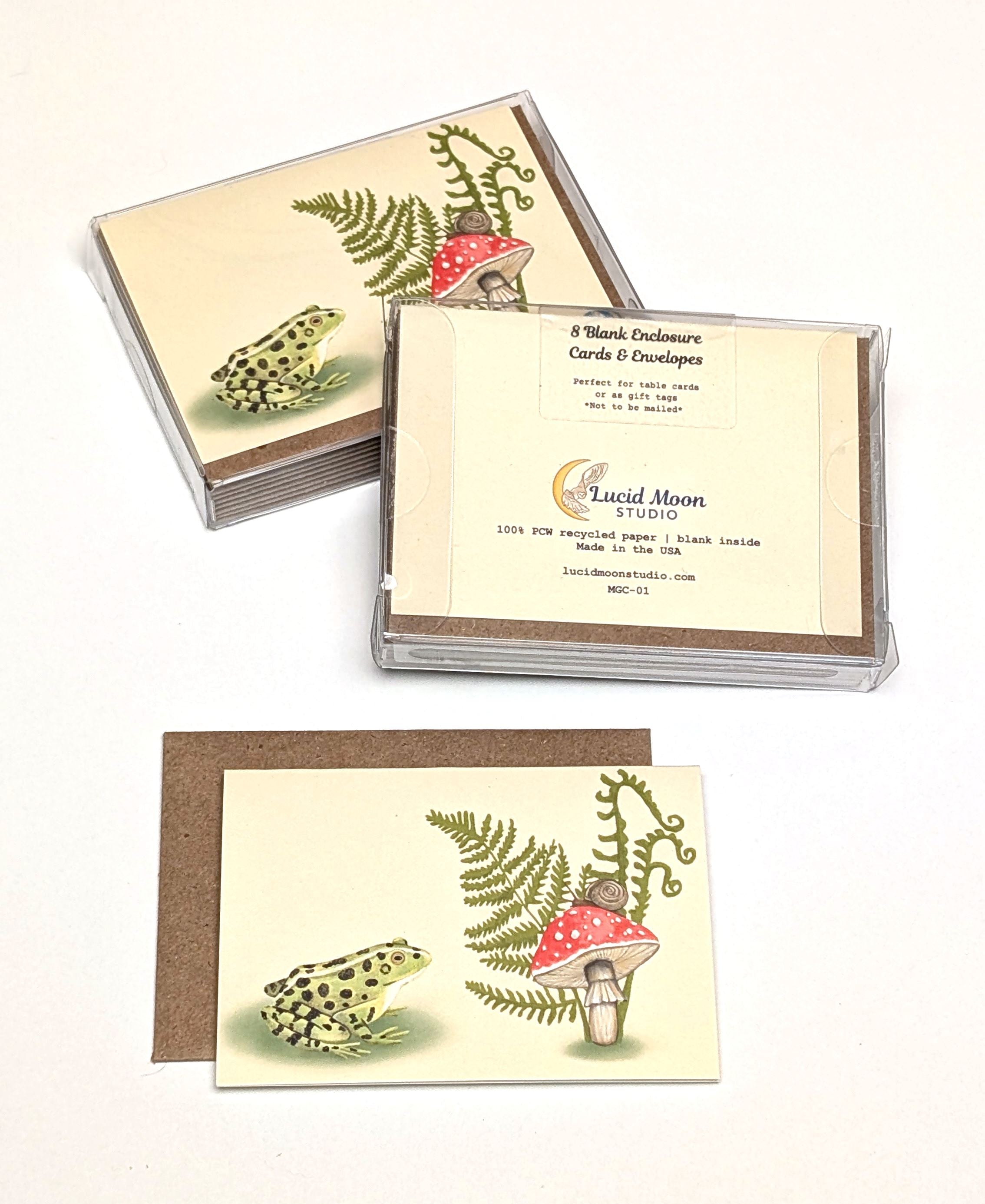 Mushroom and Frog | Boxed Mini Cards (8) Greeting Cards Lucid Moon Studio