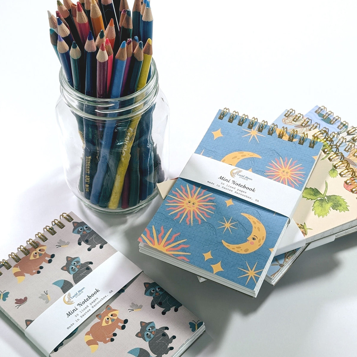 Strawberry Fields Top Spiral Jotter Pocket Notebook Notebooks Lucid Moon Studio