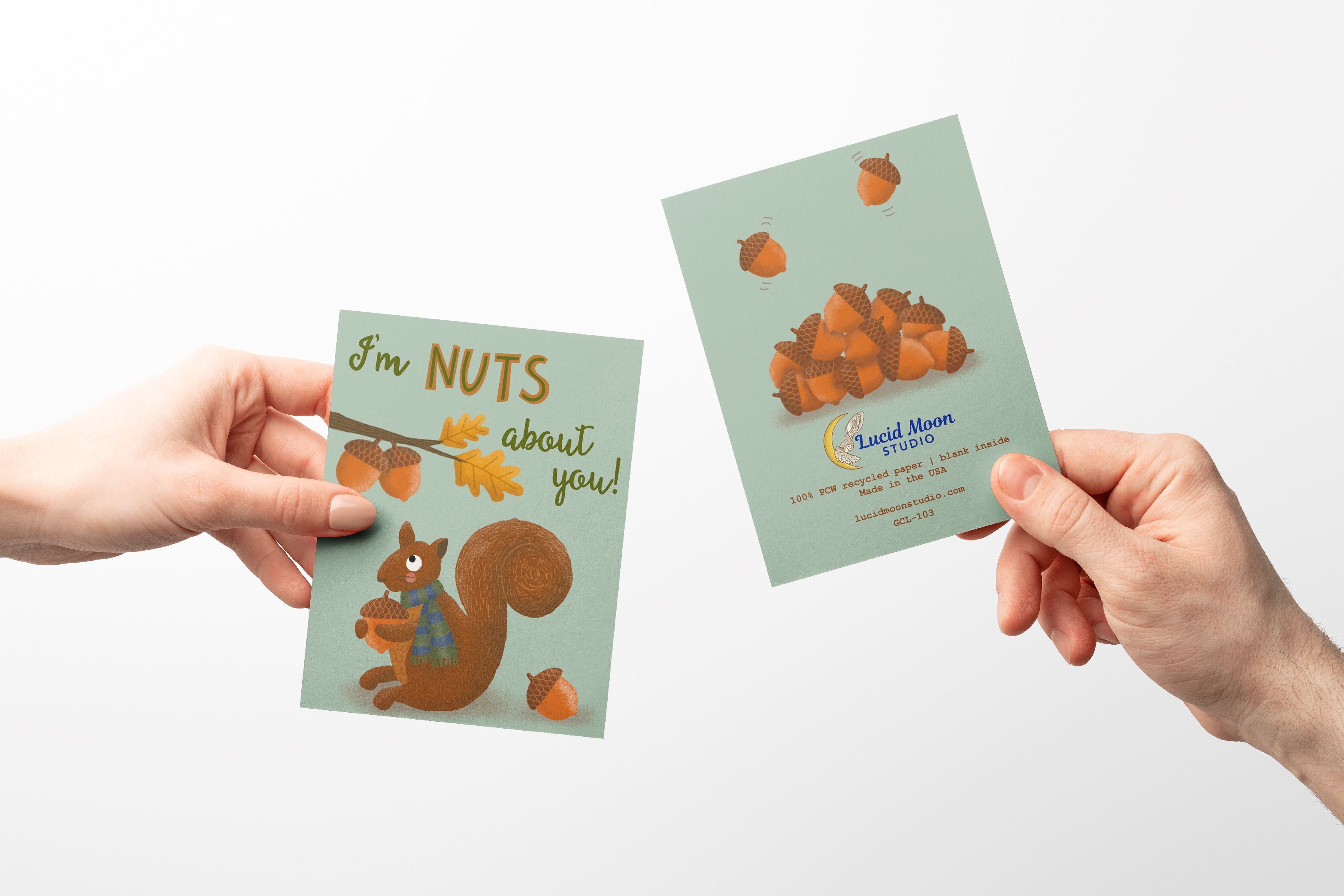 Nuts About You Love Valentine Greeting Card Greeting Cards Lucid Moon Studio