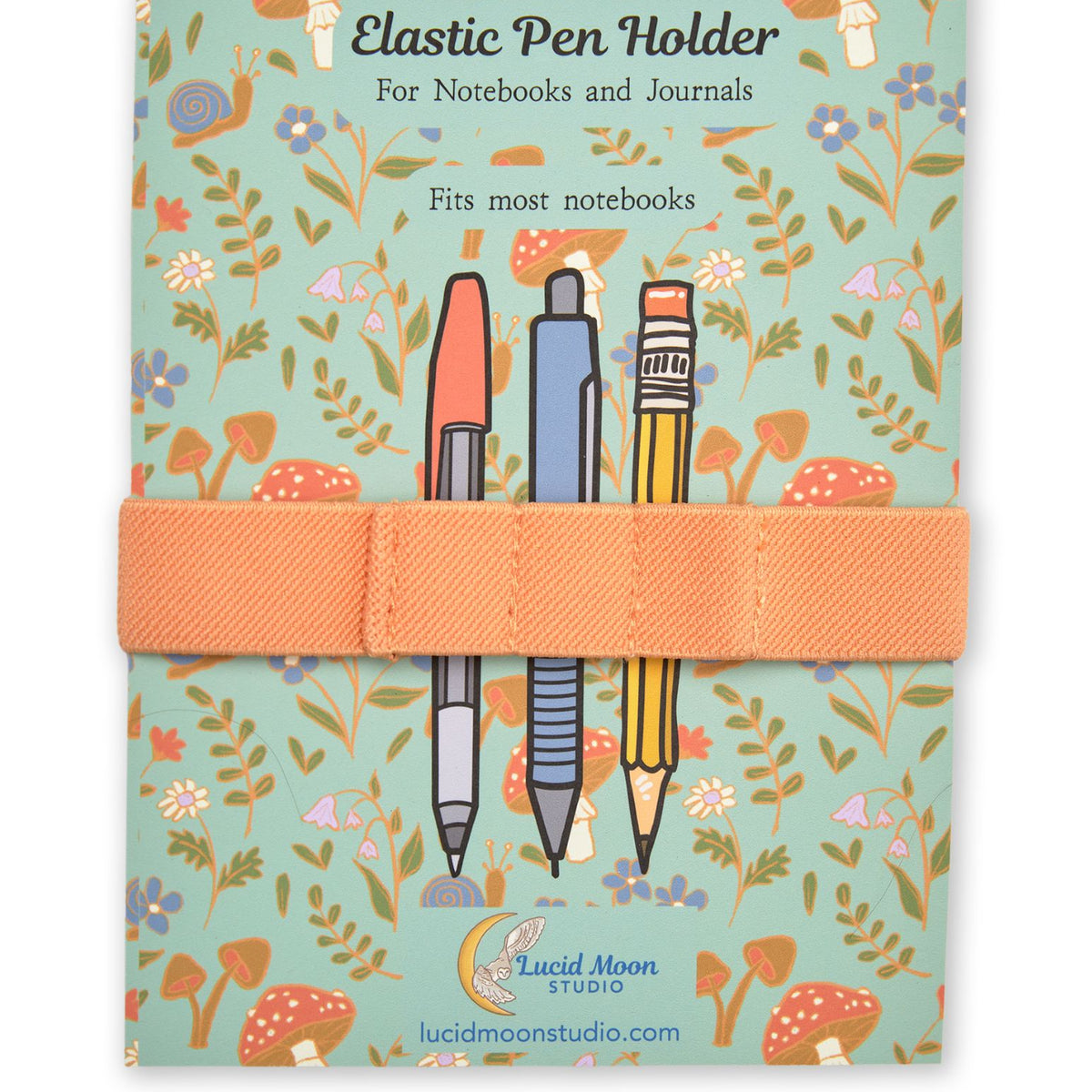 Orange Elastic Pen Holder for Notebooks (Fits up to 3 Pens) Book Pen Holder Lucid Moon Studio