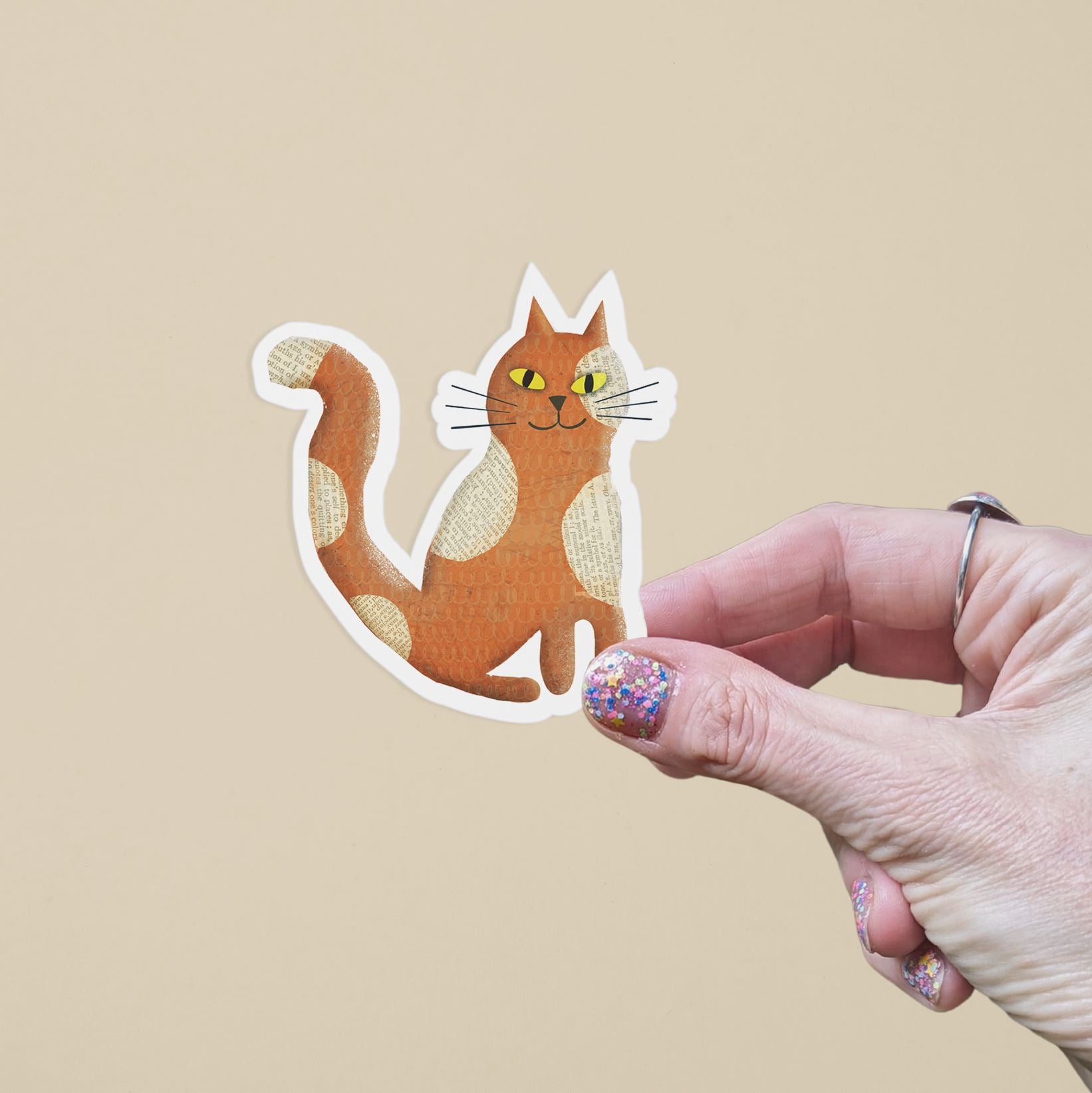 Patchwork Cat Matte Vinyl Waterproof Sticker stickers Lucid Moon Studio