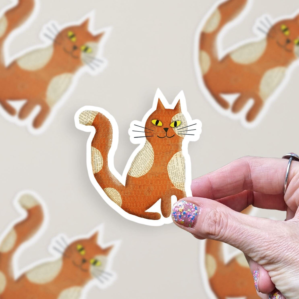 Patchwork Cat Matte Vinyl Waterproof Sticker stickers Lucid Moon Studio