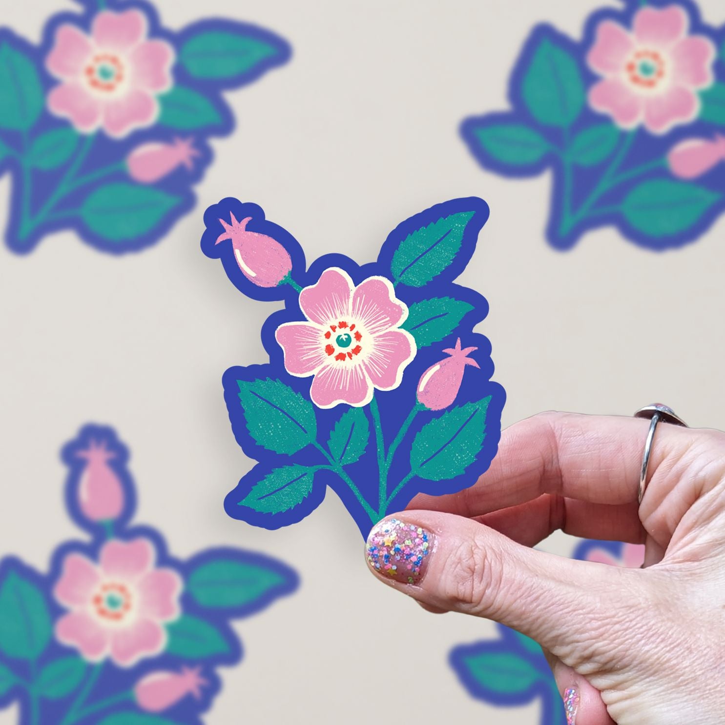 Pink Roses Vinyl Sticker stickers Lucid Moon Studio