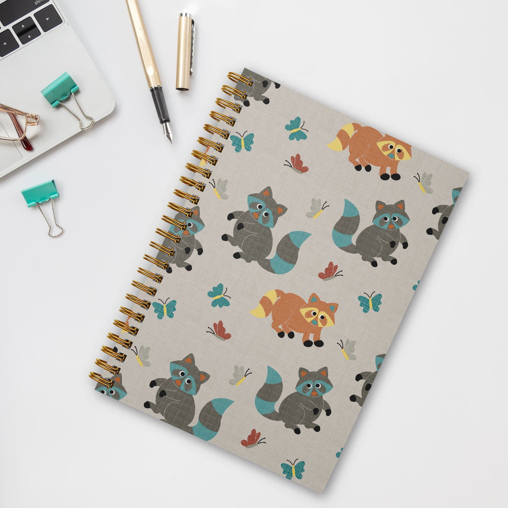 Playful Raccoons Eco-Friendly Spiral-Bound Notebook Notebooks Lucid Moon Studio 