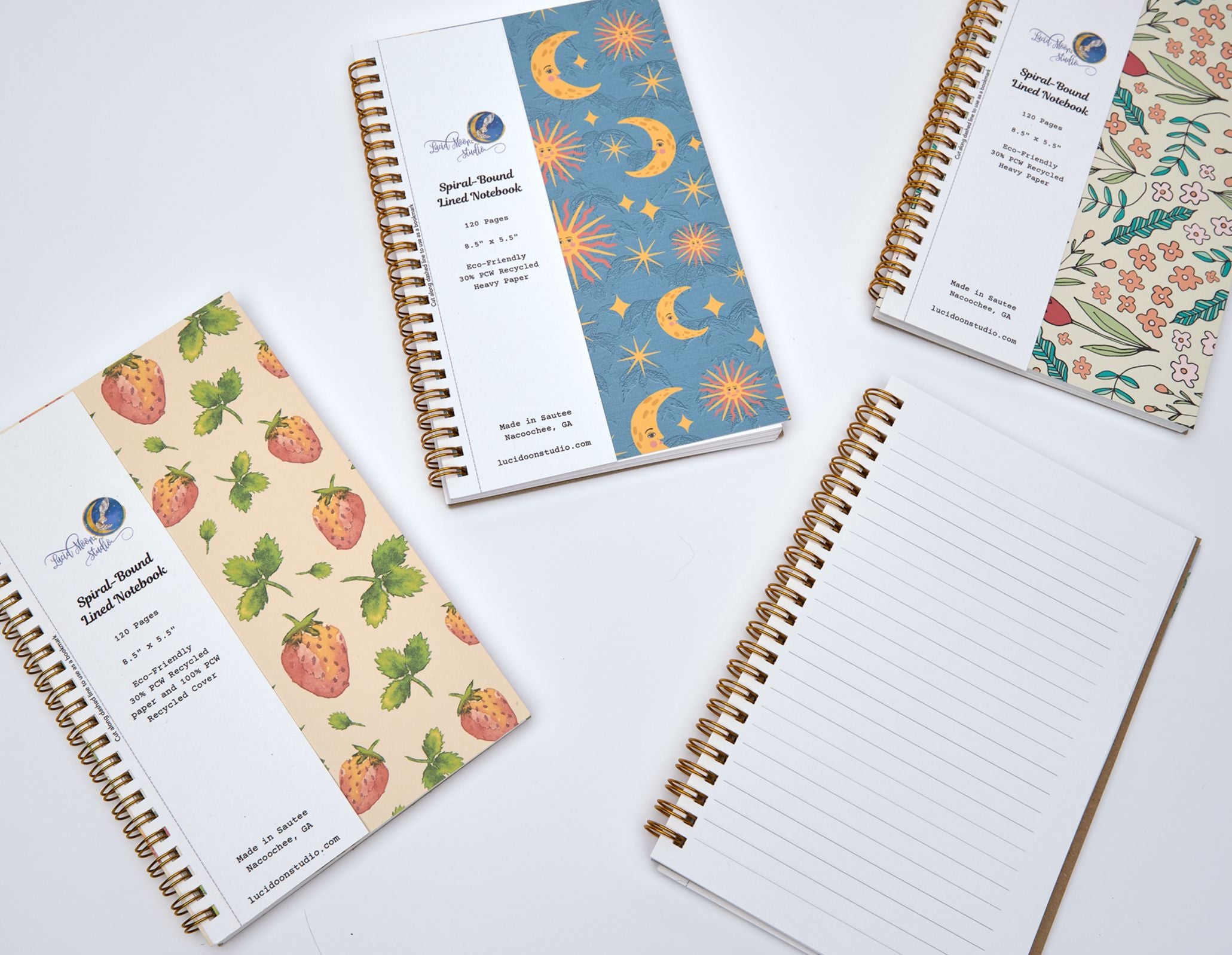 Playful Raccoons Eco-Friendly Spiral-Bound Notebook Notebooks Lucid Moon Studio
