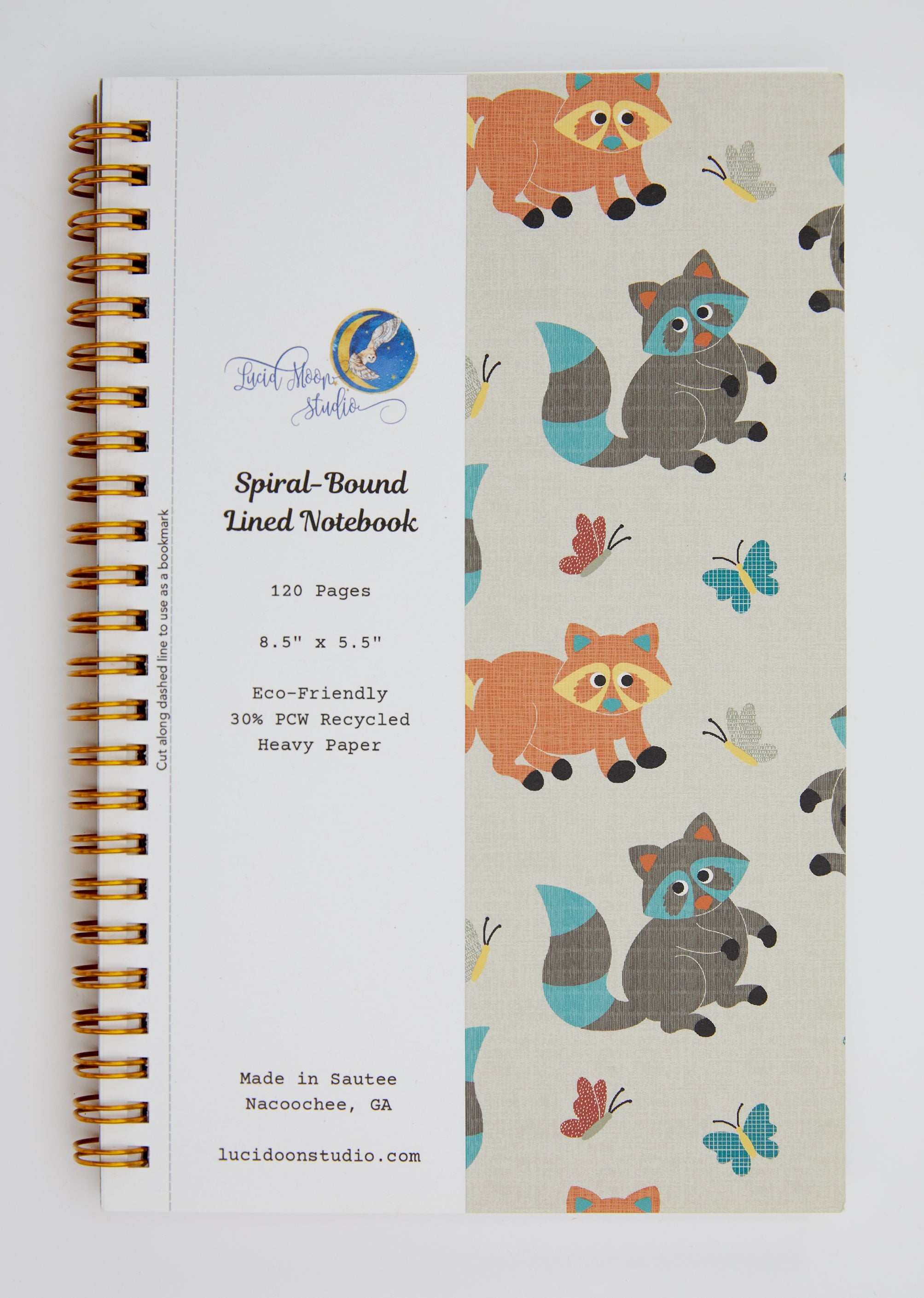 Playful Raccoons Eco-Friendly Spiral-Bound Notebook Notebooks Lucid Moon Studio