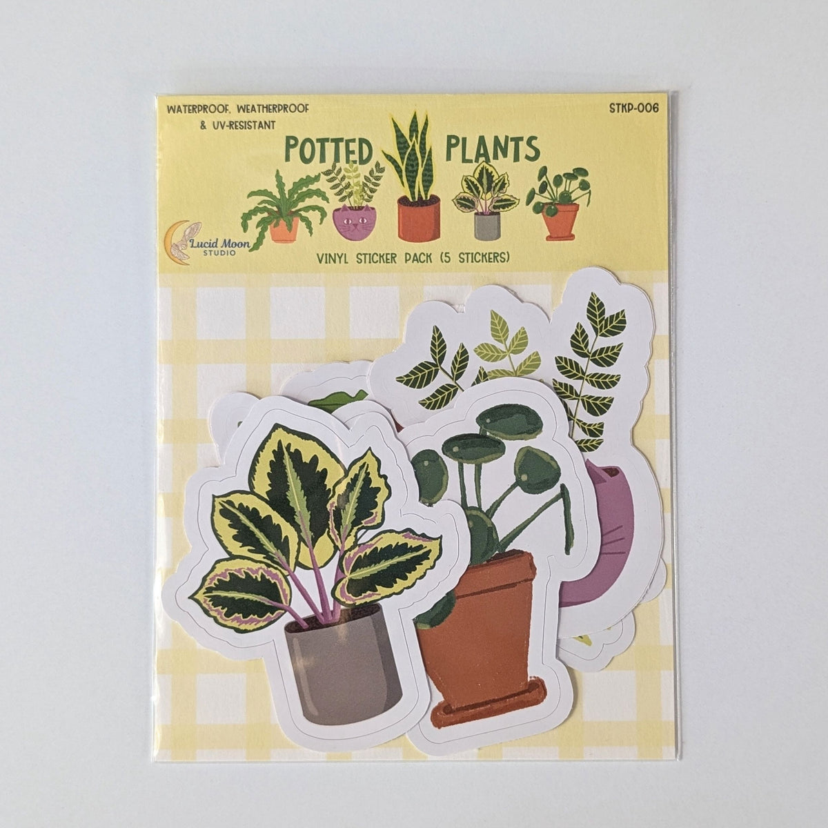 Potted Plants Sticker Pack - 5 Stickers stickers Lucid Moon Studio