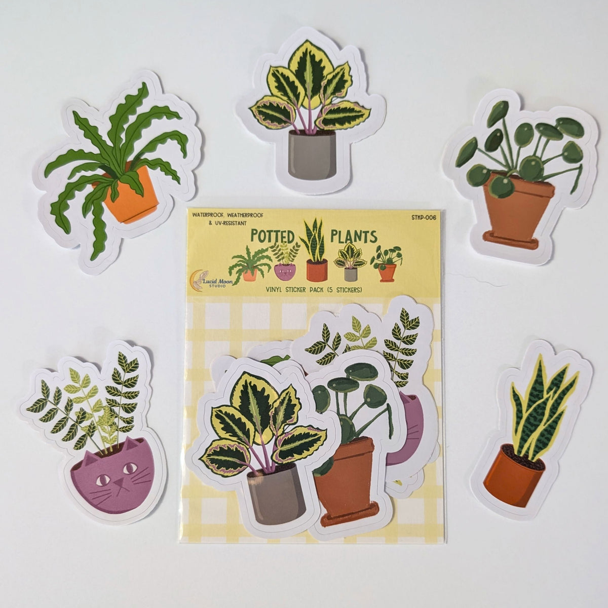Potted Plants Sticker Pack - 5 Stickers stickers Lucid Moon Studio