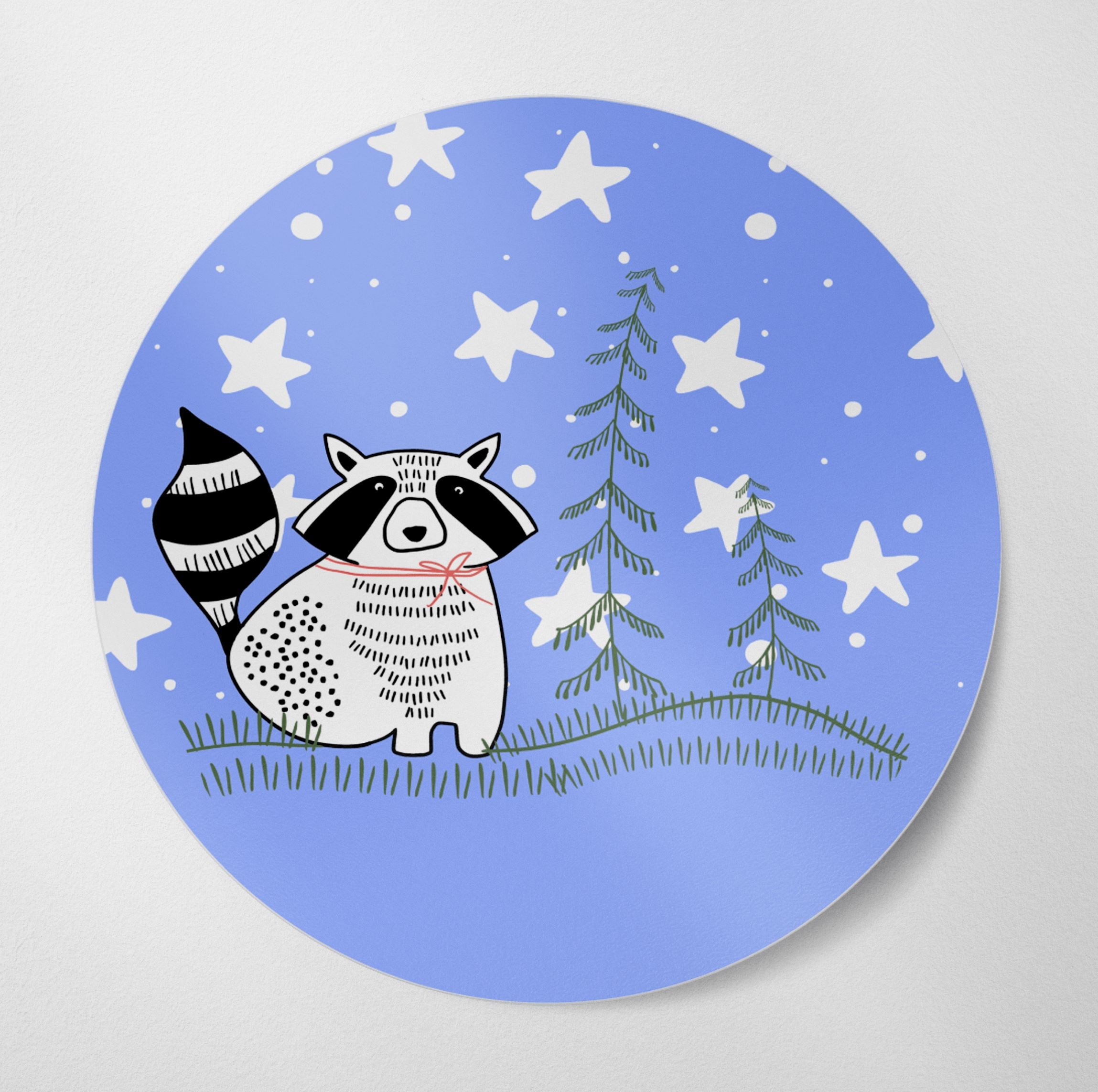 Raccoon in Forest Glossy Vinyl Waterproof Sticker stickers Lucid Moon Studio 