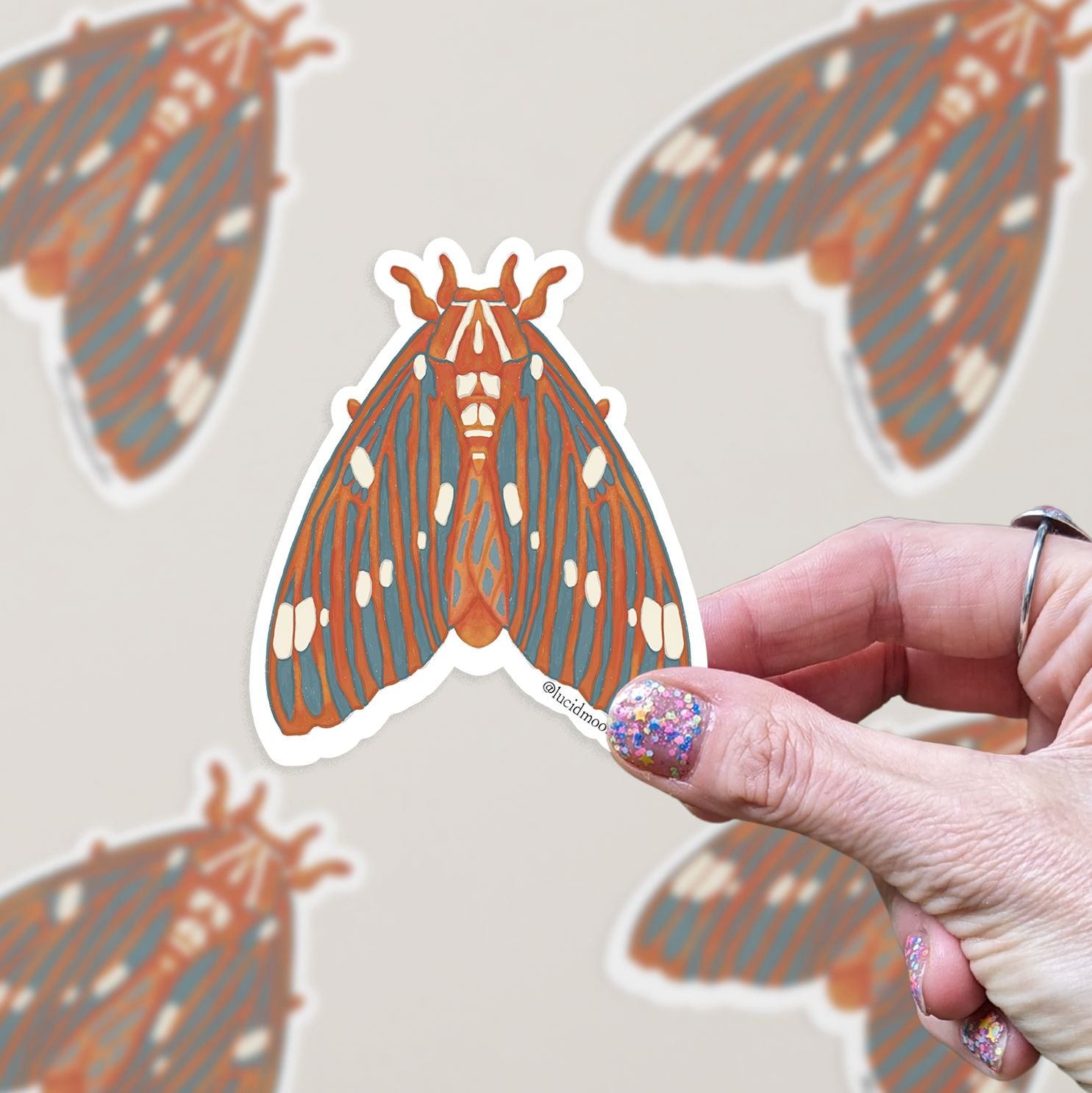 Regal Moth Vinyl Sticker stickers Lucid Moon Studio