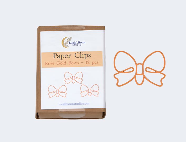 Rose Gold Bows Boxed Paper Clips Paper Clips Lucid Moon Studio