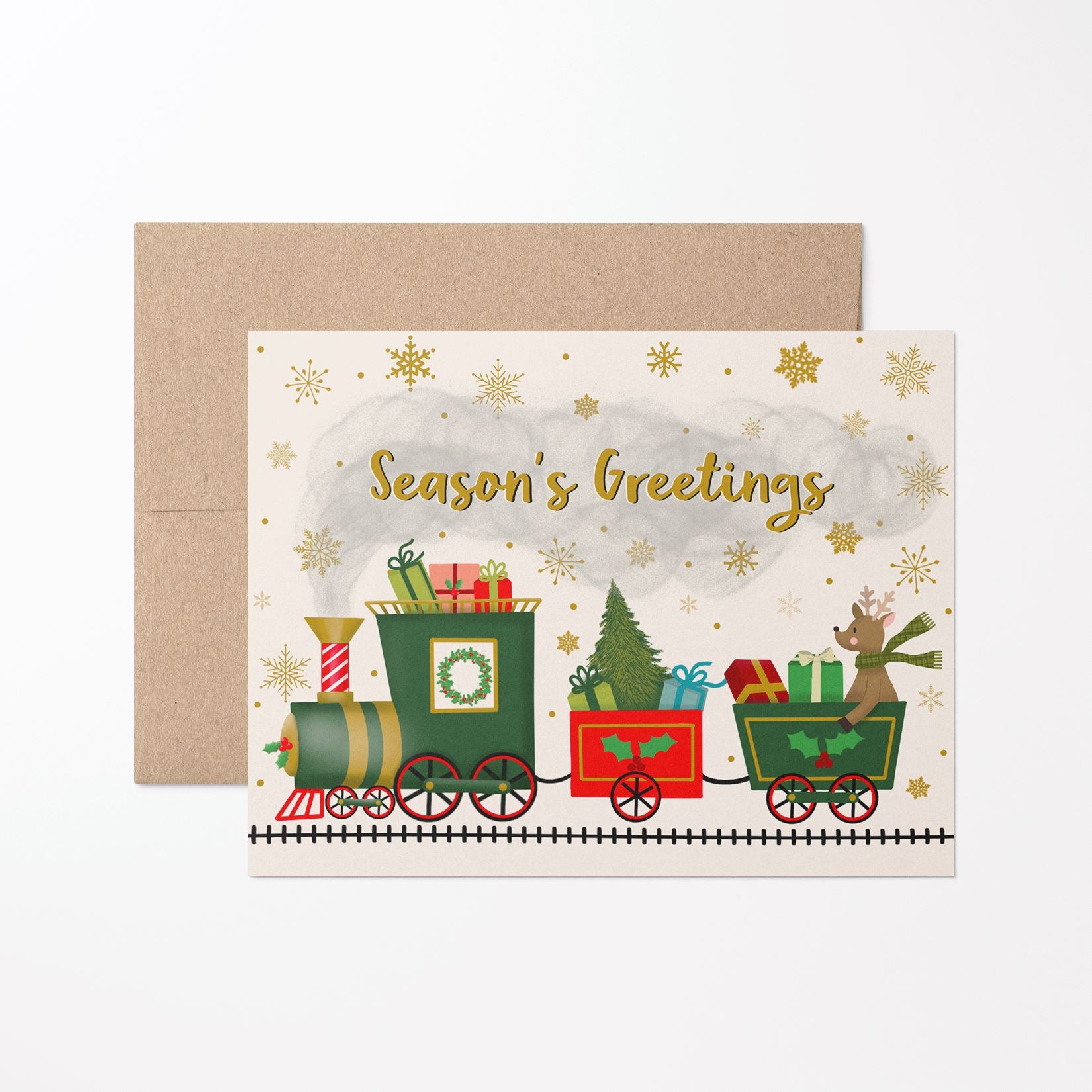 Season's Greetings Train Holiday Card Greeting Cards Lucid Moon Studio