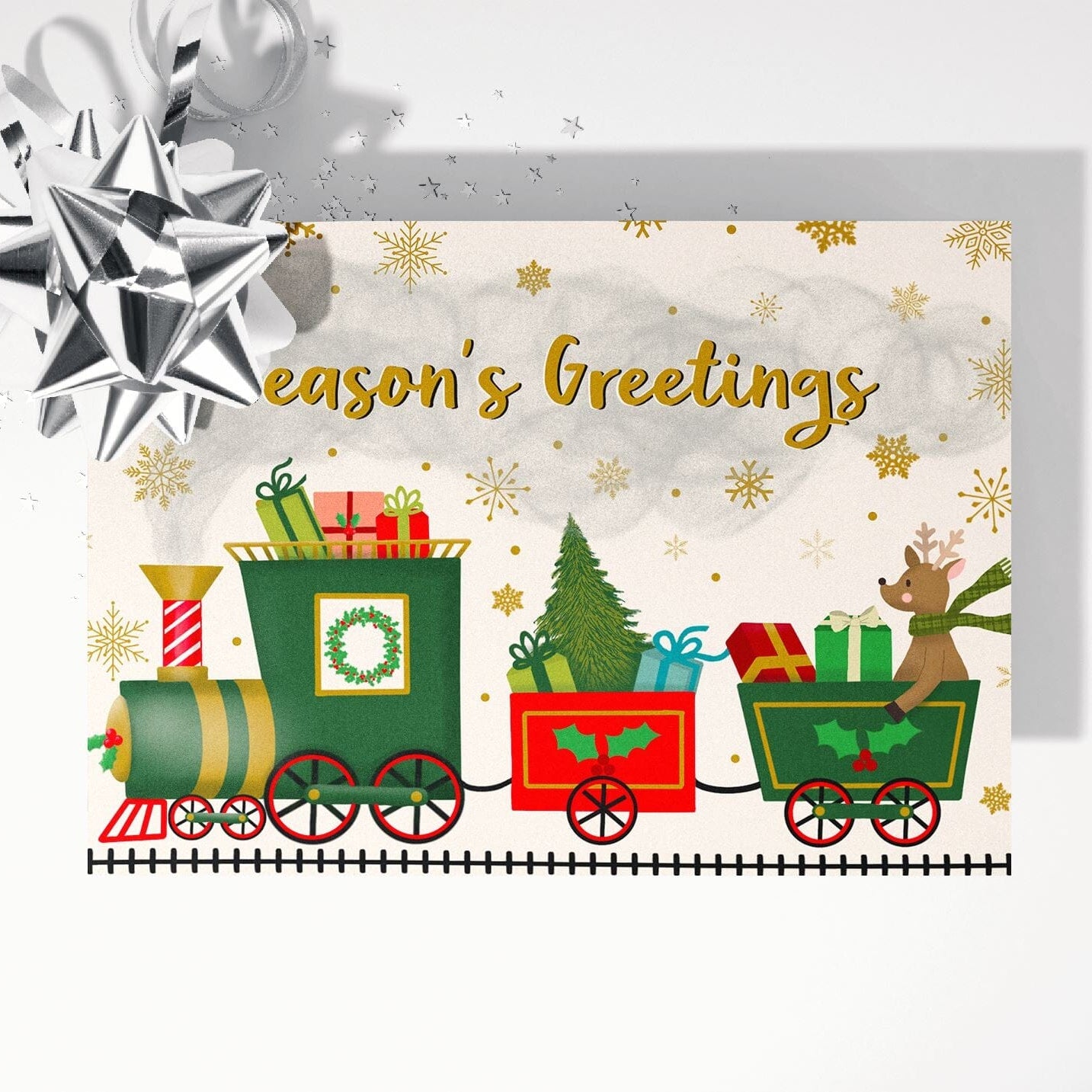 Season's Greetings Train Holiday Card Greeting Cards Lucid Moon Studio