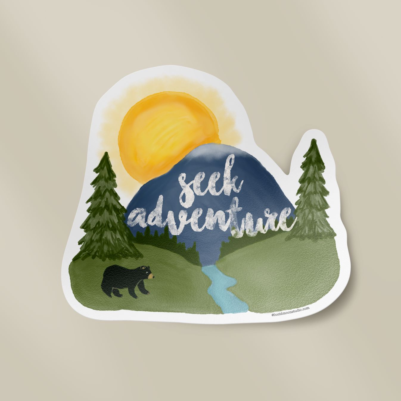 Seek Adventure Mountain Outdoors Vinyl Sticker stickers Lucid Moon Studio LLC