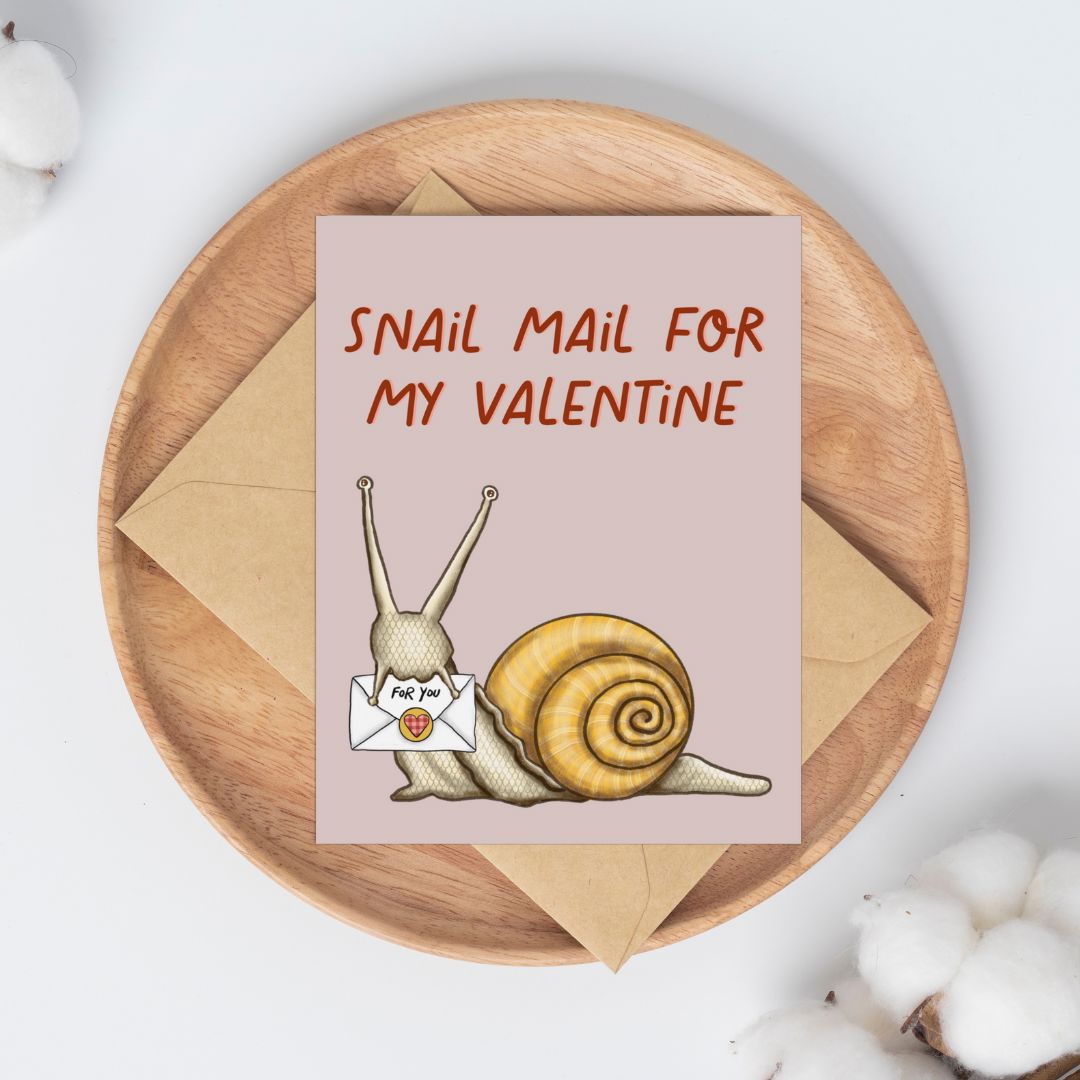 Snail Mail Valentine Greeting Card Greeting Cards Lucid Moon Studio