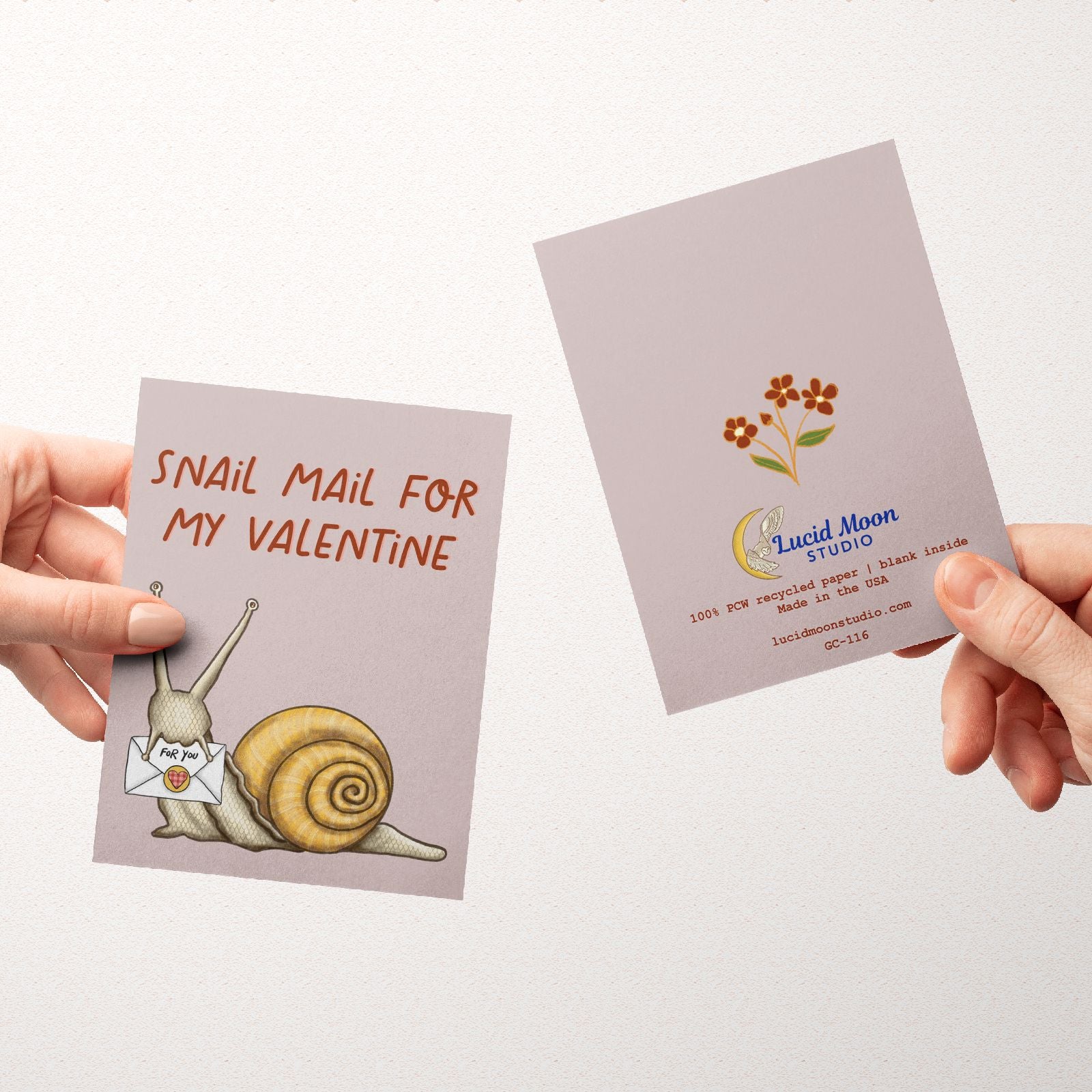 Snail Mail Valentine Greeting Card Greeting Cards Lucid Moon Studio