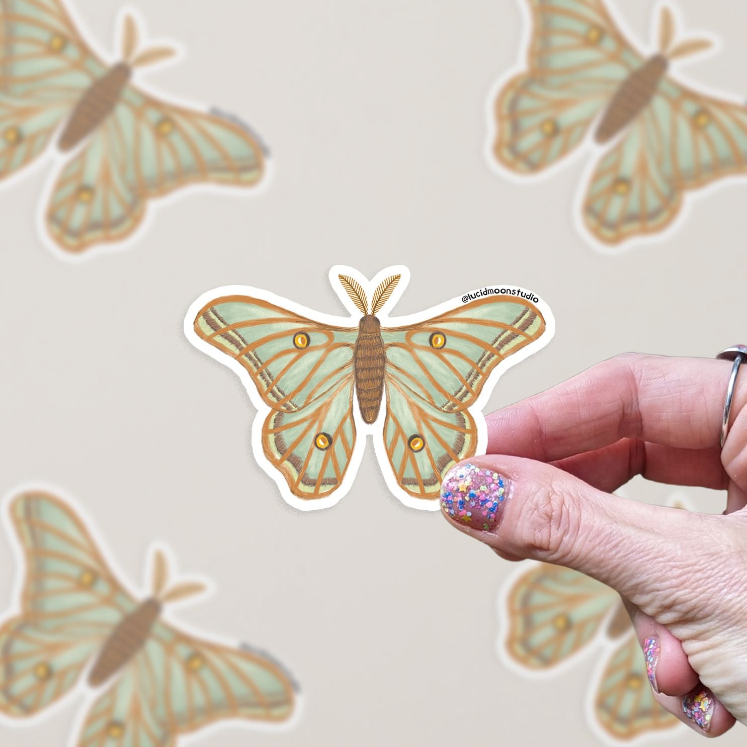 Spanish Moon Moth Vinyl Sticker stickers Lucid Moon Studio
