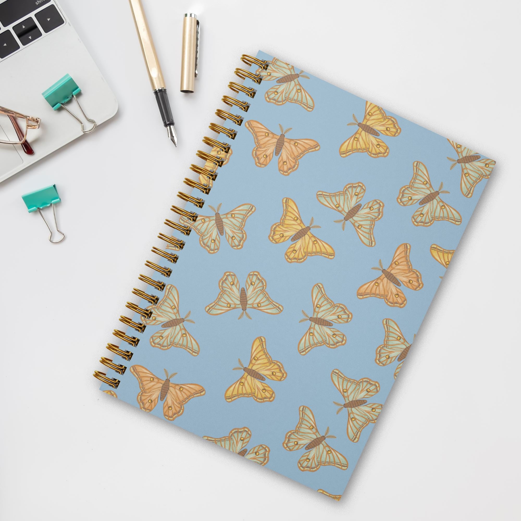 Spanish Moon Moths Eco-Friendly Spiral Bound Notebook Notebooks Lucid Moon Studio