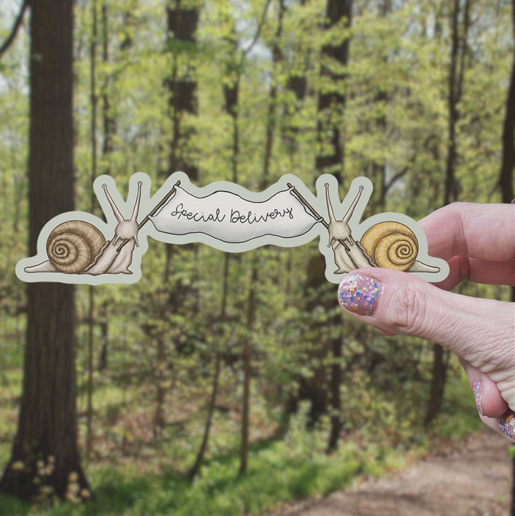 Special Delivery Snails Large Vinyl Sticker stickers Lucid Moon Studio LLC