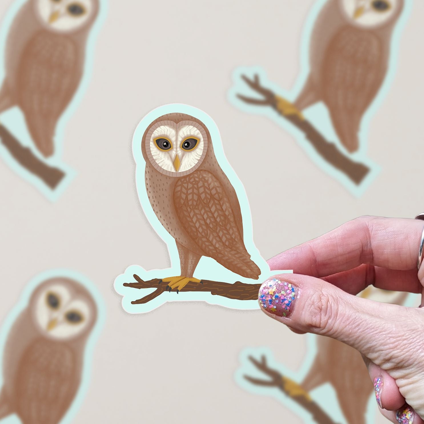 Starry Barn Owl Vinyl Sticker stickers Lucid Moon Studio