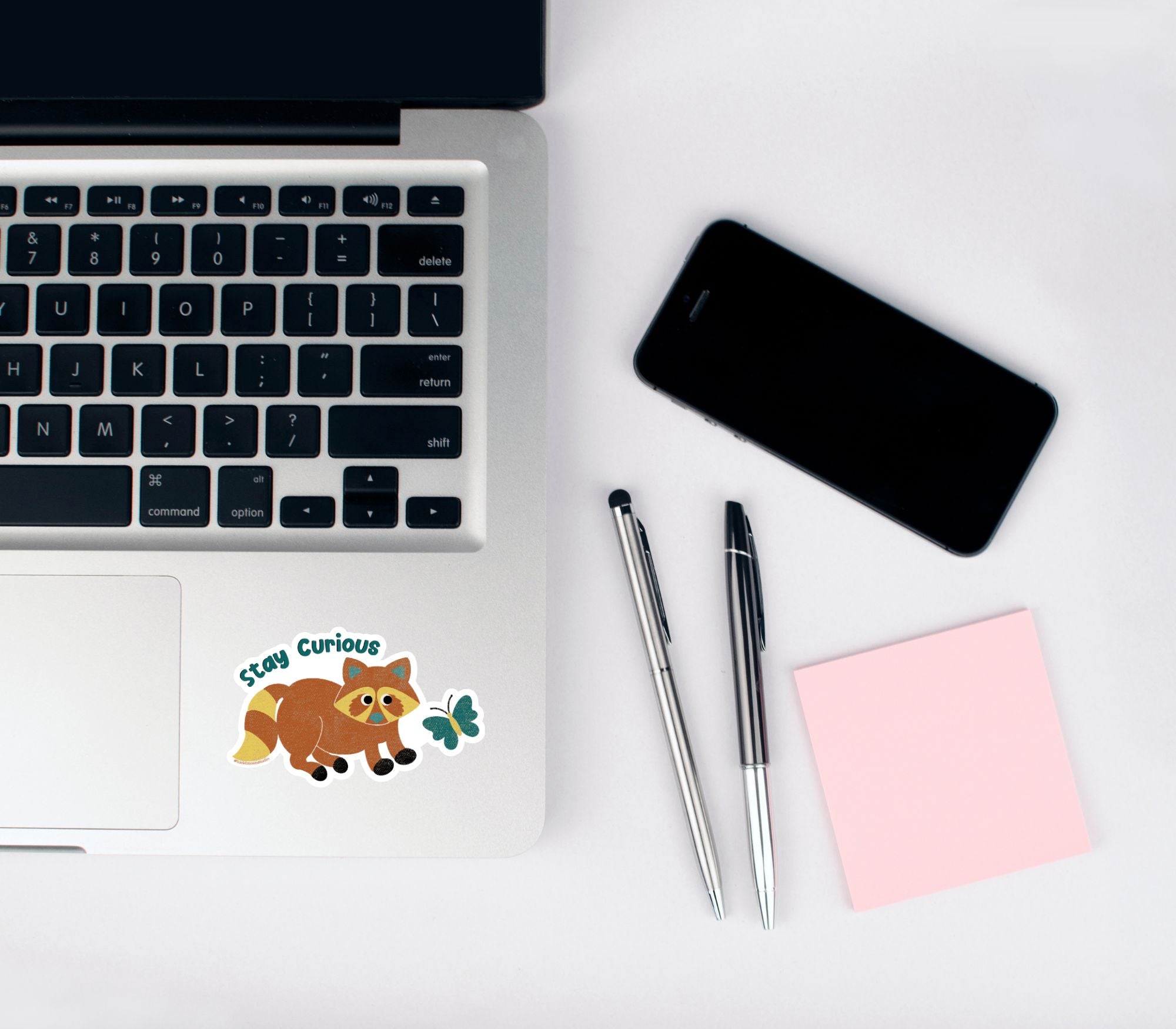 Stay Curious Raccoon Vinyl Sticker stickers Lucid Moon Studio LLC