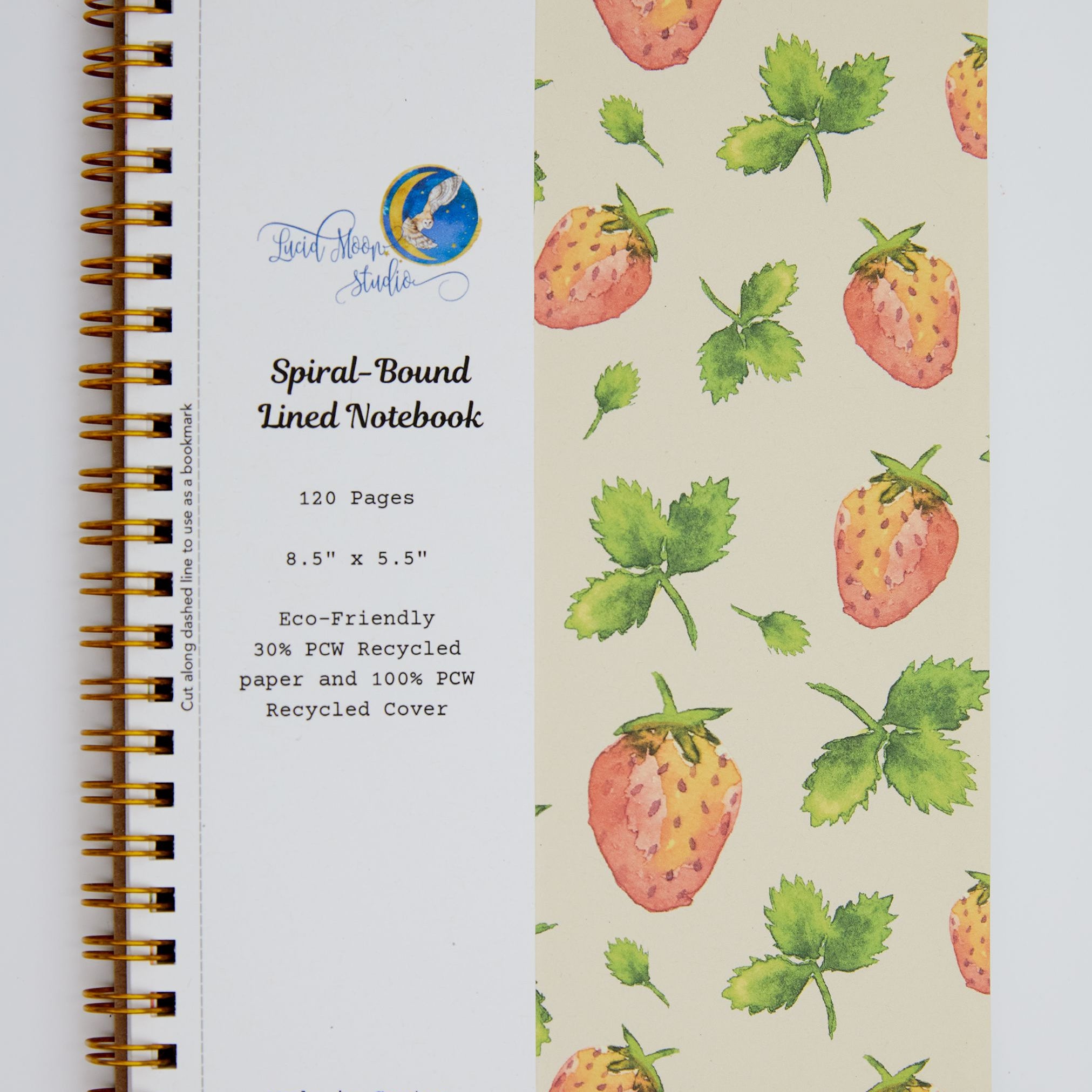 Strawberry Fields Eco-Friendly Spiral-Bound Notebook Notebooks Lucid Moon Studio