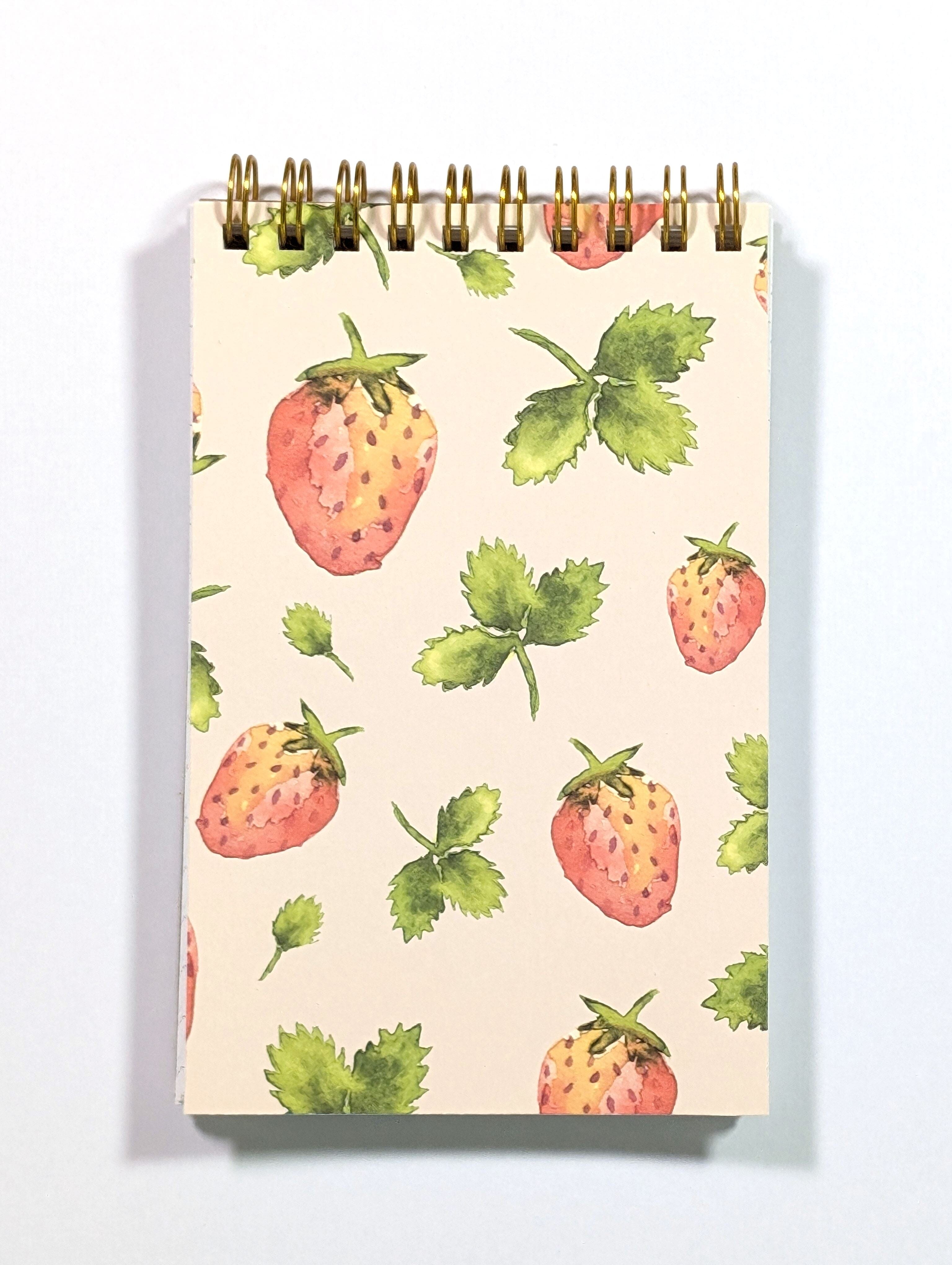 Strawberry Fields Top Spiral Jotter Pocket Notebook Notebooks Lucid Moon Studio