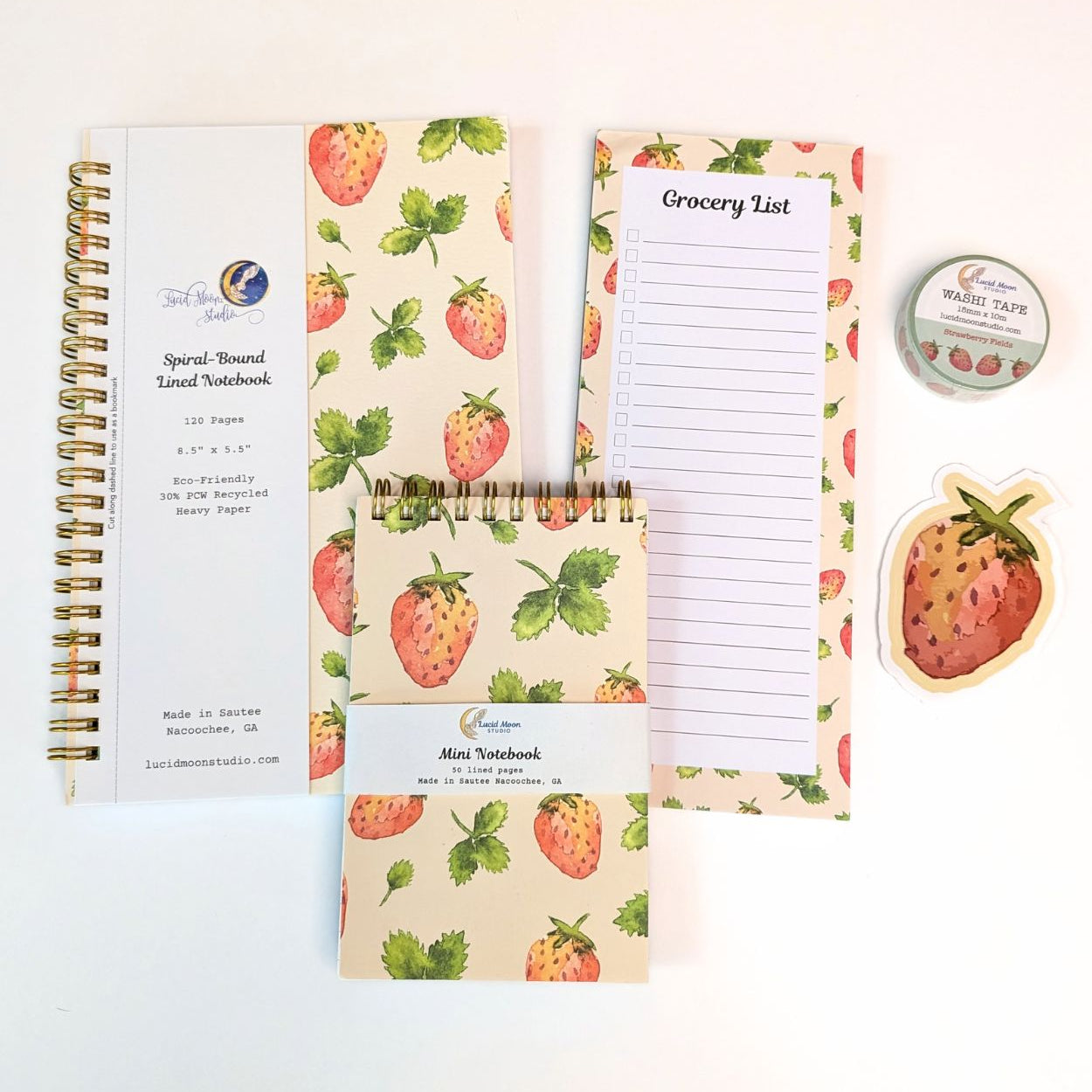 Strawberry Fields Gift Set Notebooks Lucid Moon Studio