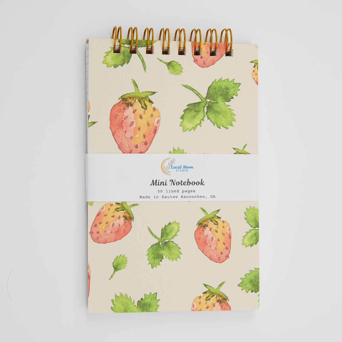 Strawberry Fields Top Spiral Jotter Pocket Notebook Notebooks Lucid Moon Studio