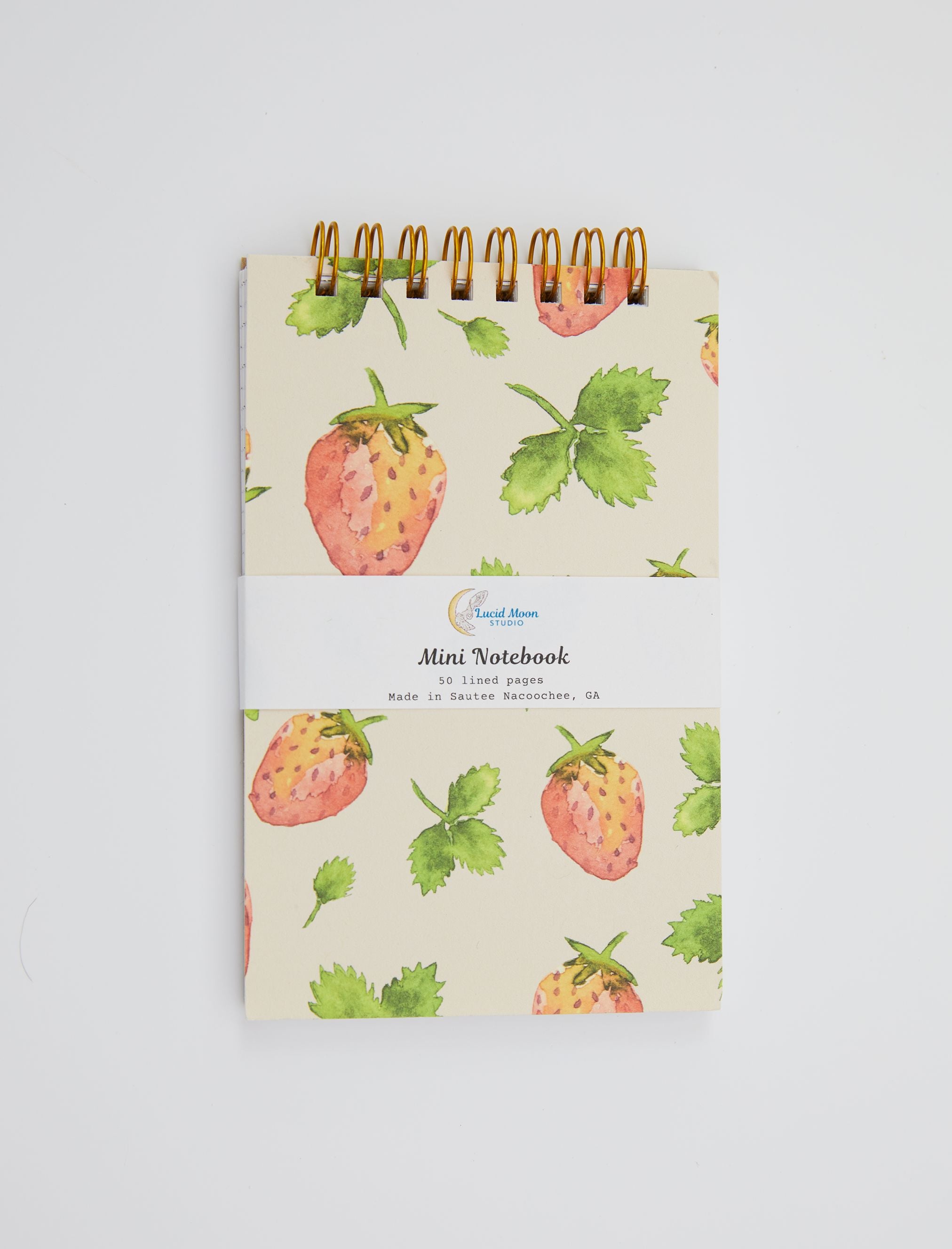 Strawberry Fields Top Spiral Jotter Pocket Notebook Notebooks Lucid Moon Studio