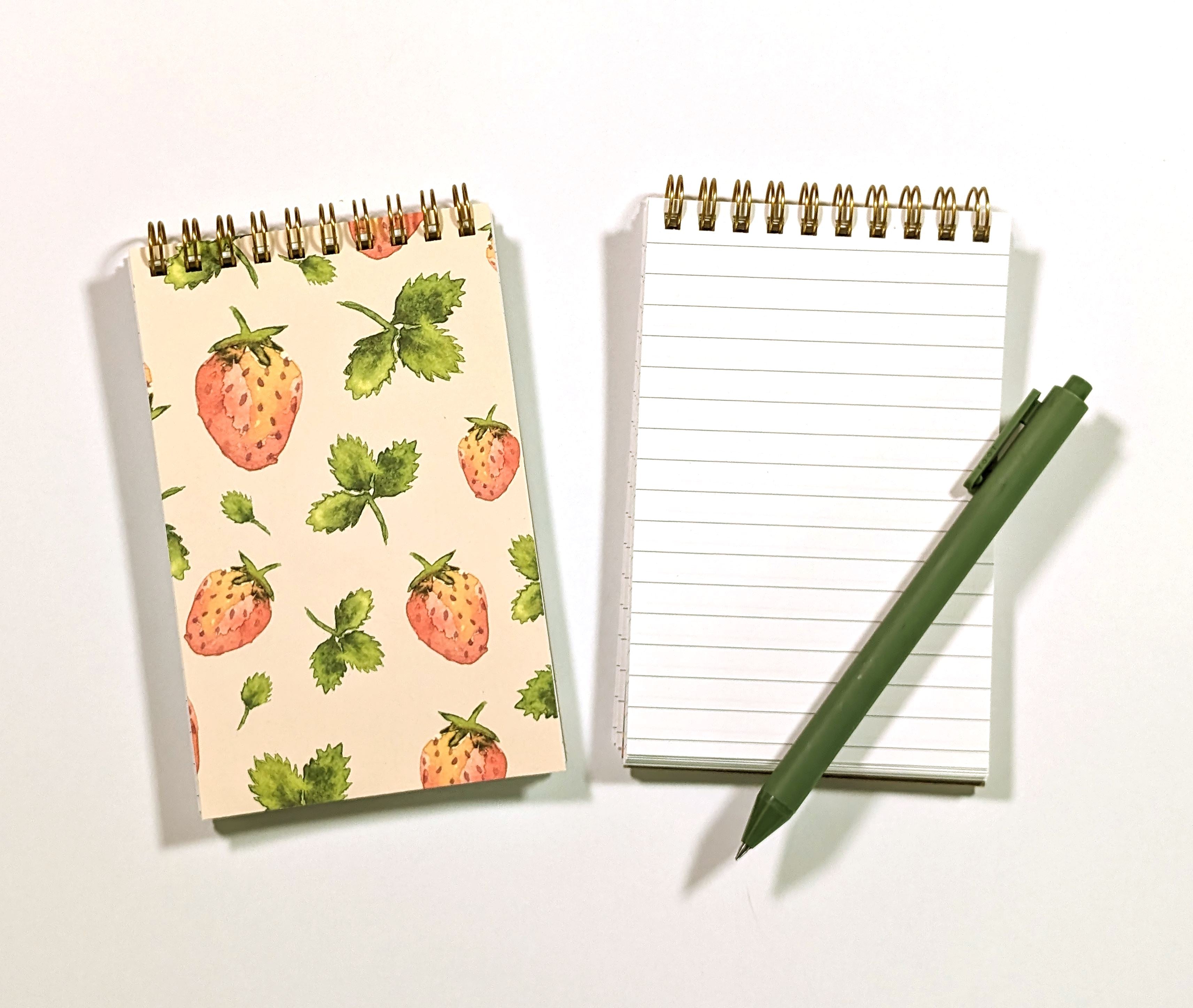 Strawberry Fields Top Spiral Jotter Pocket Notebook Notebooks Lucid Moon Studio