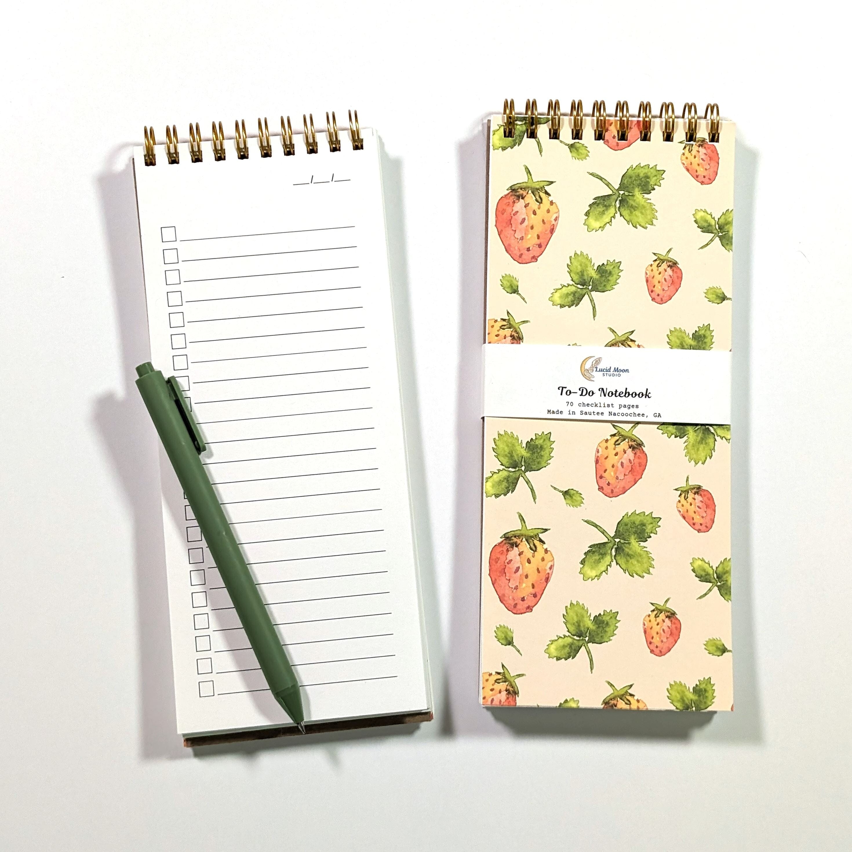 Strawberry Fields Top Spiral To-Do List Notebook Notebooks Lucid Moon Studio