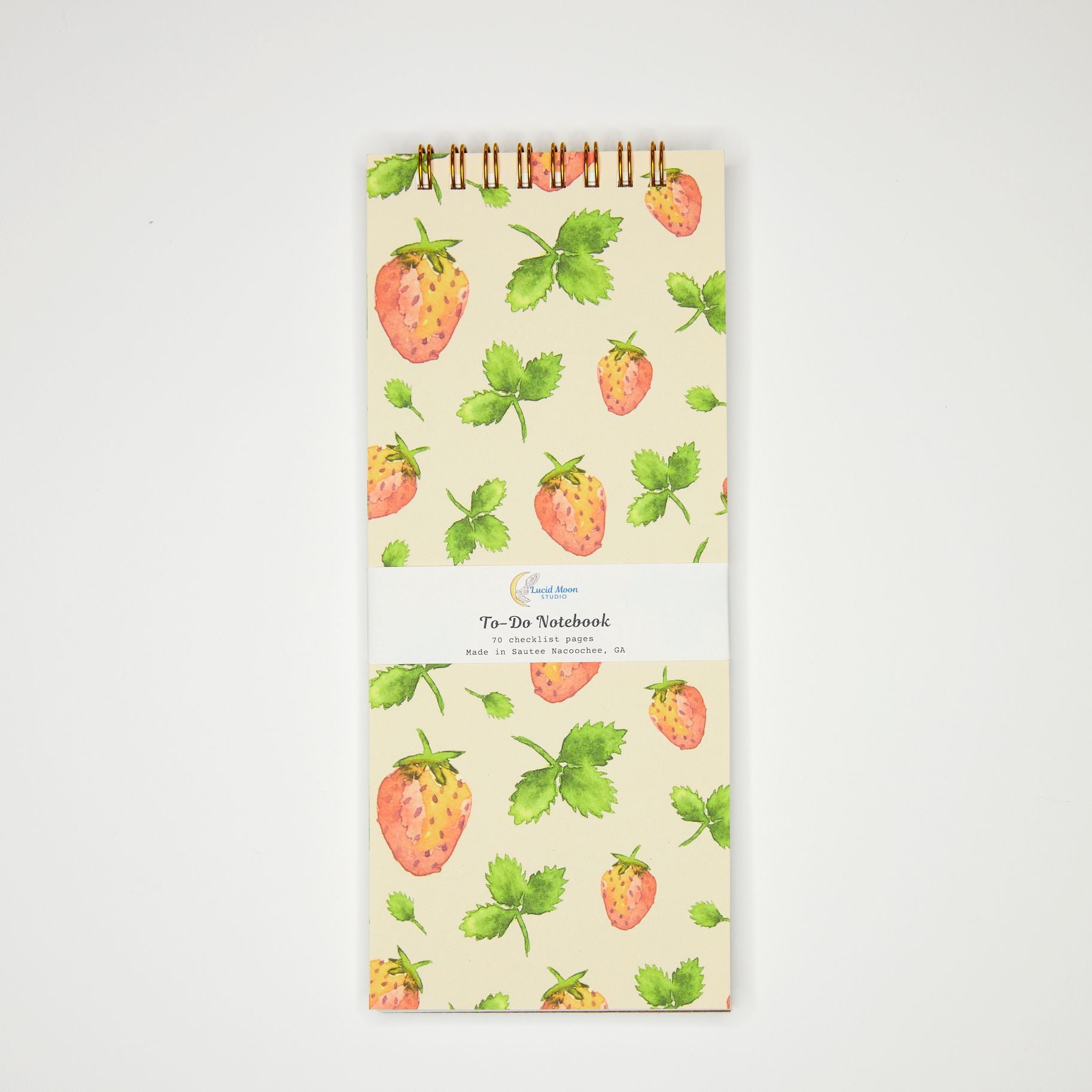 Strawberry Fields Top Spiral To-Do List Notebook Notebooks Lucid Moon Studio