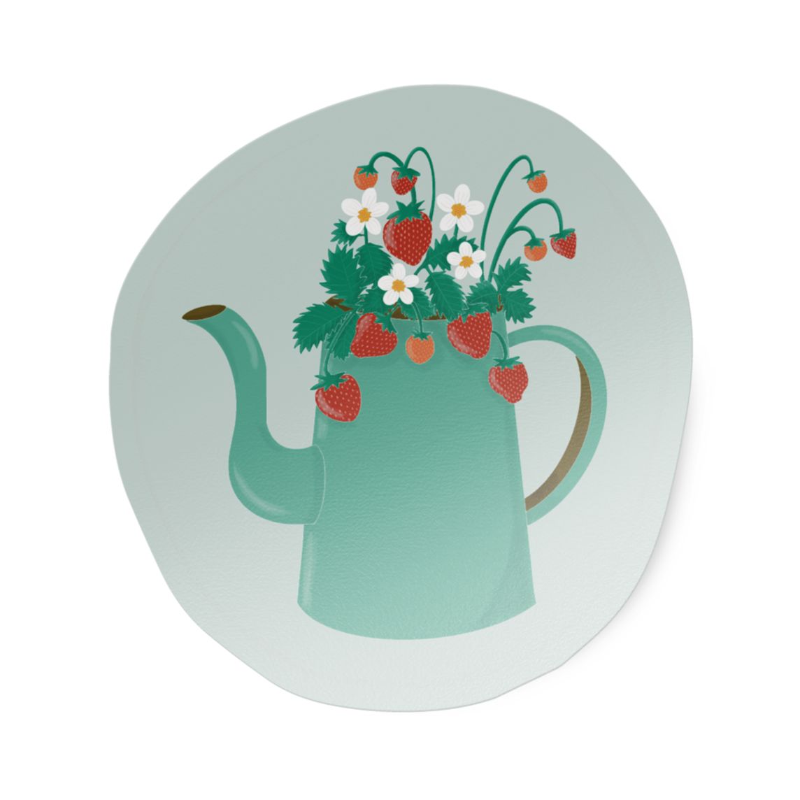 Strawberry Teapot Vinyl Sticker stickers Lucid Moon Studio
