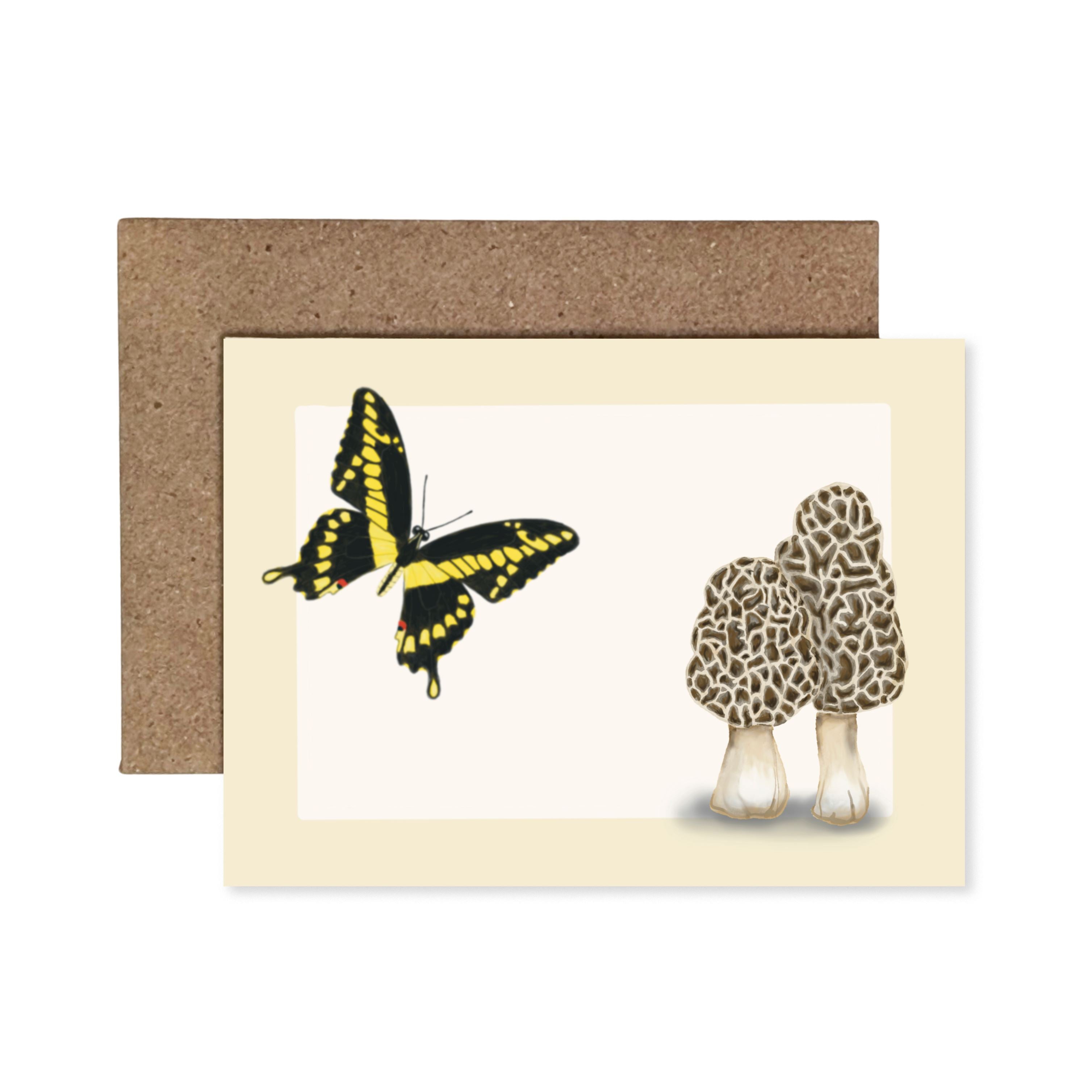 Swallowtail and Morel Mushrooms | Boxed Mini Cards (8) Greeting Cards Lucid Moon Studio