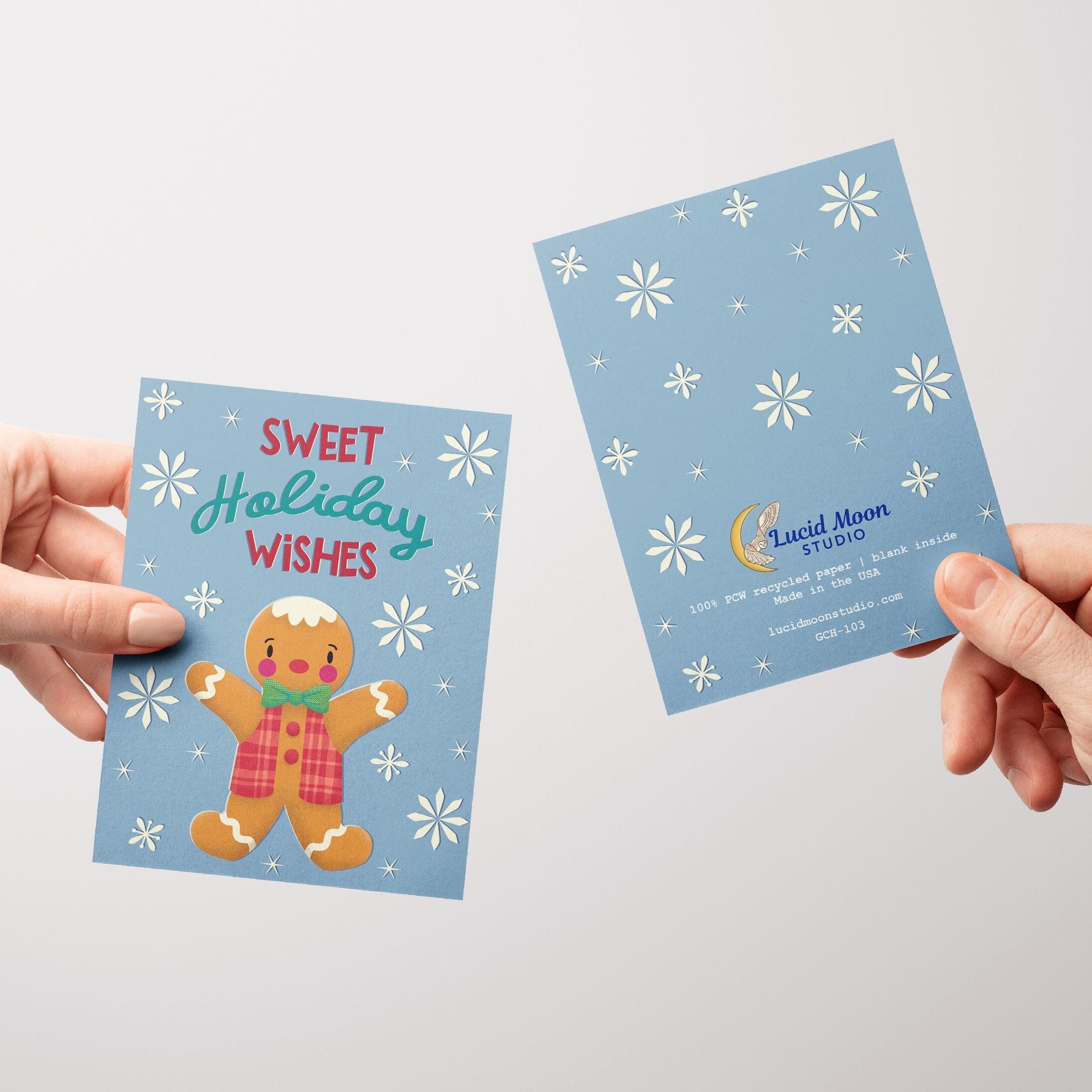 Sweet Holiday Wishes Gingerbread Greeting Card Greeting Cards Lucid Moon Studio LLC