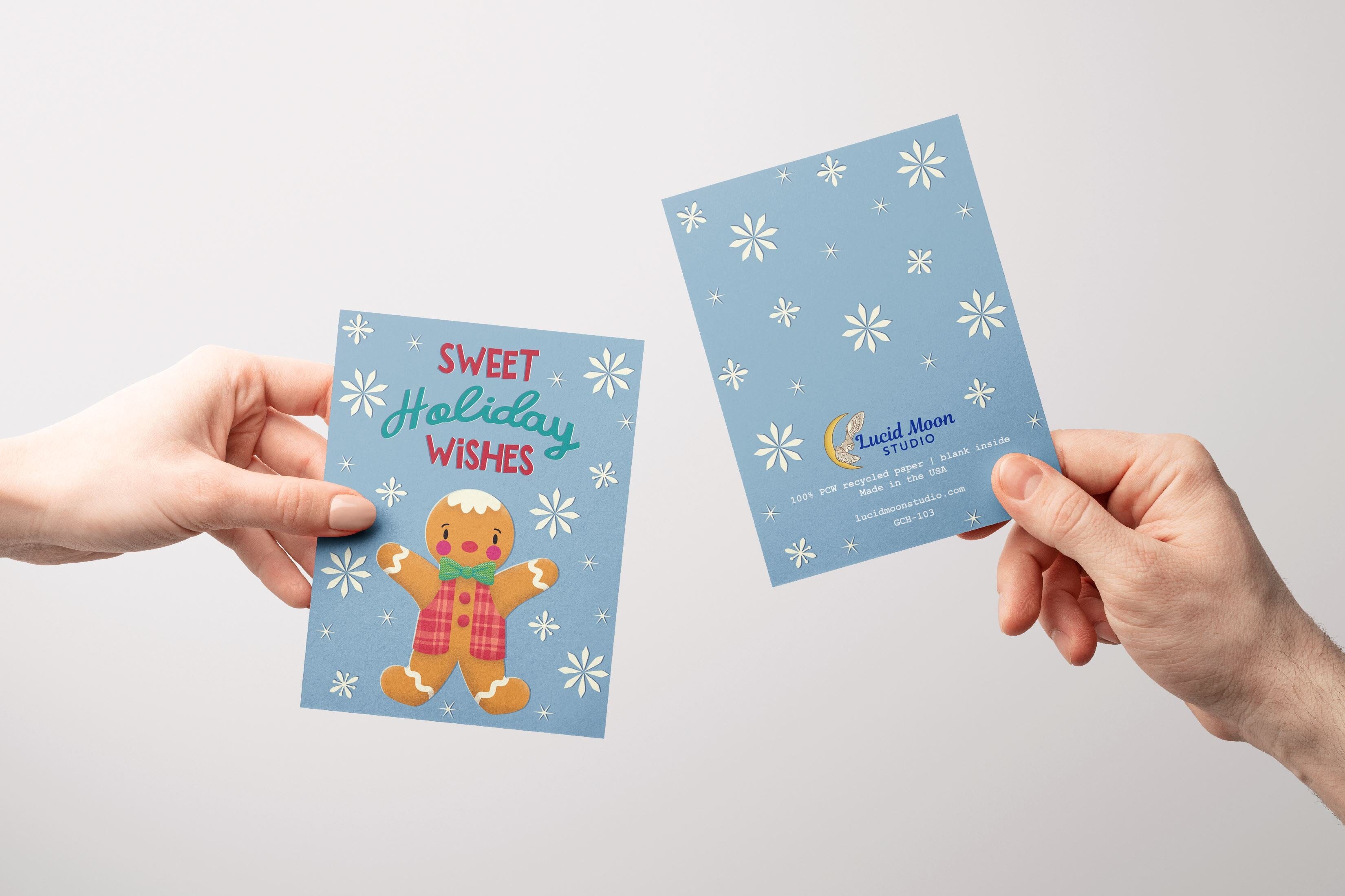 Sweet Holiday Wishes Gingerbread Greeting Card Greeting Cards Lucid Moon Studio LLC