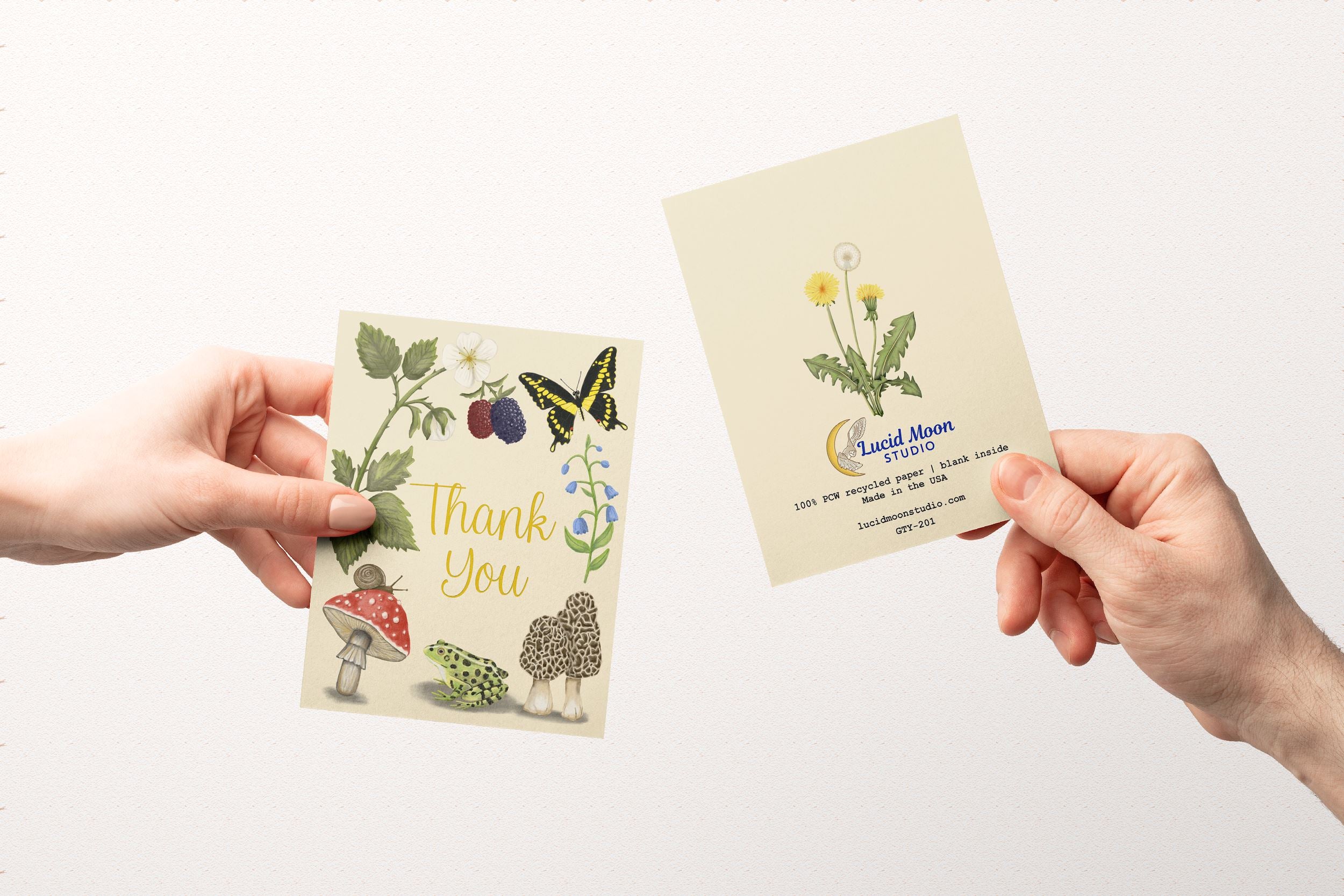 Thank You Gold Foil Greeting Card Greeting Cards Lucid Moon Studio