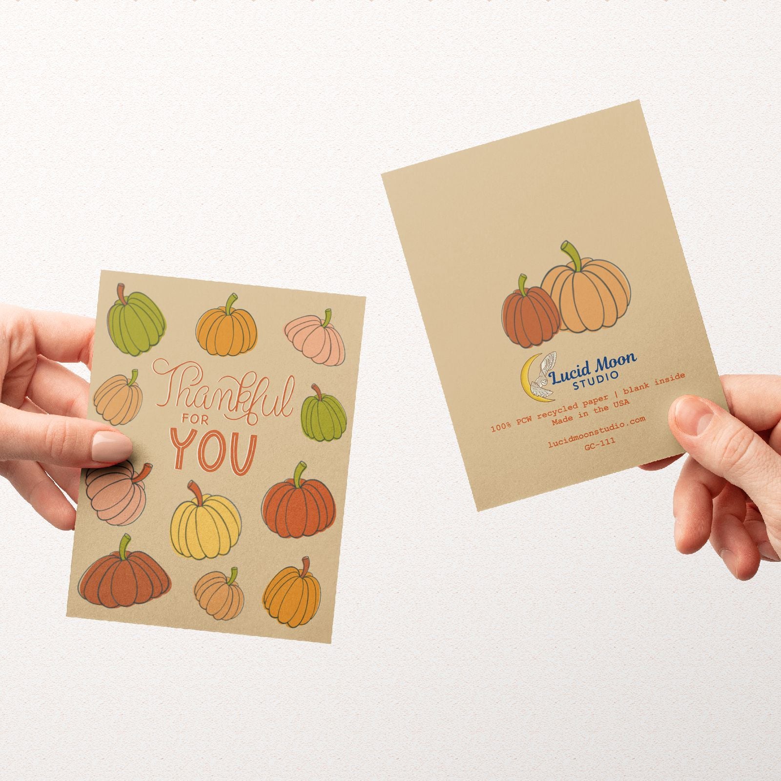 Thankful for You Fall Greeting Card Greeting Cards Lucid Moon Studio