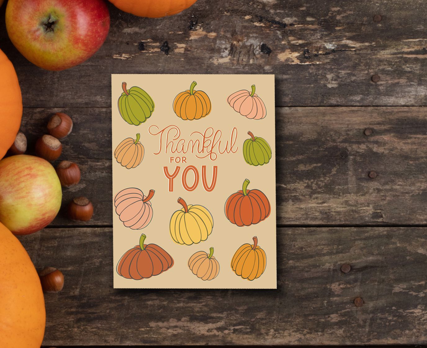 Thankful for You Fall Greeting Card Greeting Cards Lucid Moon Studio