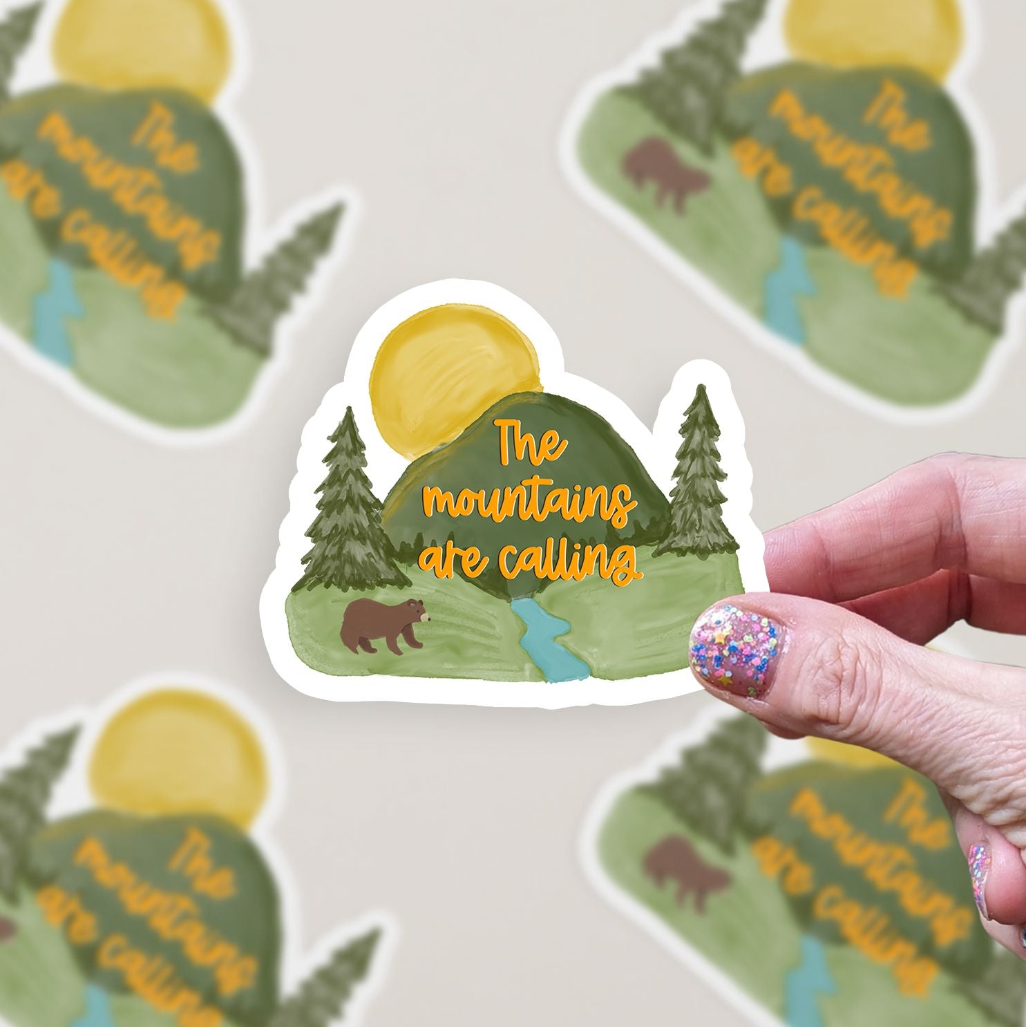 The Mountains Are Calling Vinyl Sticker stickers Lucid Moon Studio LLC